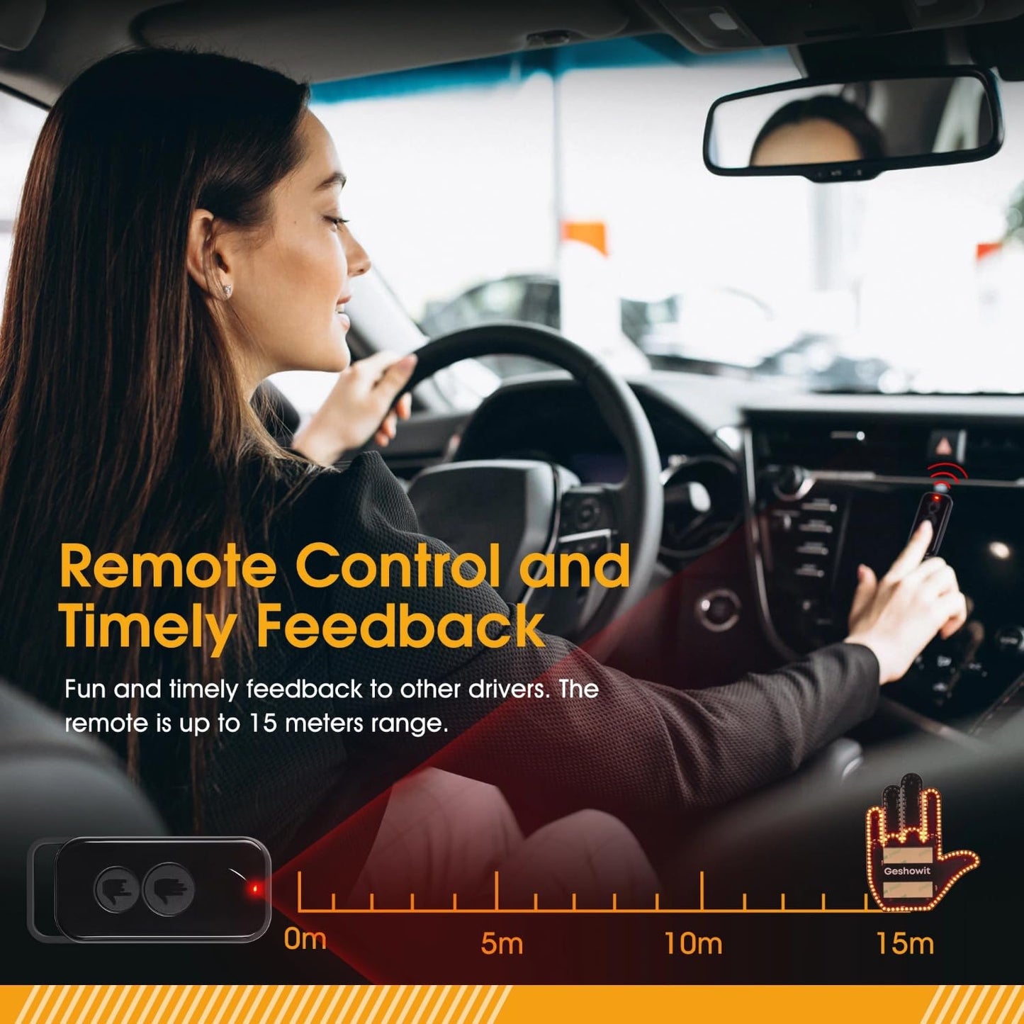 Car Accessories for Men, Truck Gadgets with Remote - Give The Finger Salute & Love & Wave to Drivers - Ideal Gifted Vehicle Stuff, Funny Gifts for Drivers, Road Rage Signs for Men and Women
