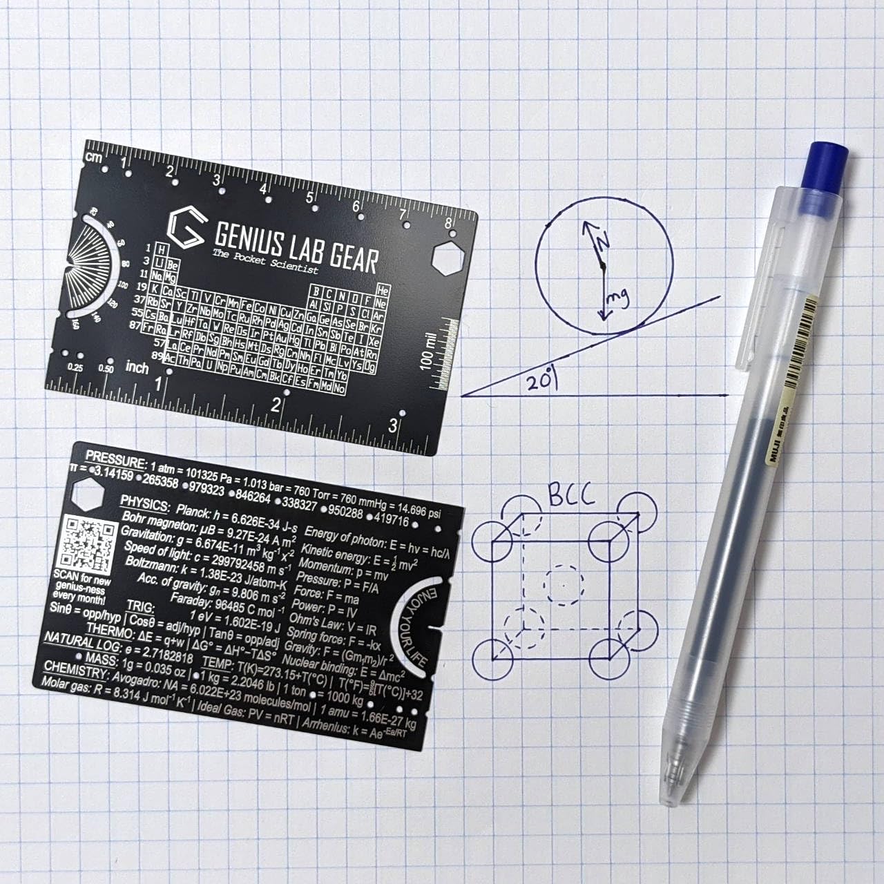The Pocket Scientist - Small Metal Science Ruler Scale, Cool Tech Gadget Mini Multitool, Unique Techie/Geek/Nerdy STEM College Student Graduation Gift, 3 Inch Metric Imperial Tool Kit- Genius Lab Gear
