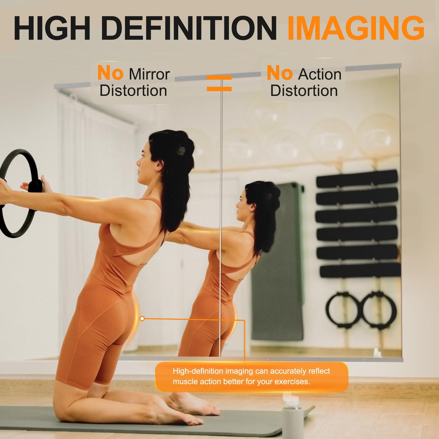 Home Gym Mirror, 48''x24''x2PCS, large Full Body Mirror for Yoga, Glass Frameless Mirror for Wall Mounted, Wall Mirror for Home Gym, Garage, Bedroom, Bathroom (Glass - 48''x24'' - 2PCS)