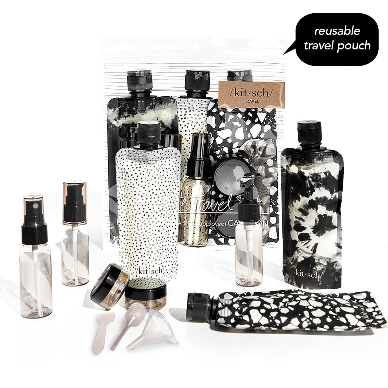Kitsch Travel Bottles for Toiletries - TSA Approved Bottles, Refillable, Leak-Proof Travel Size Containers, Essentials Kit for Shampoo, Conditioner, Lotion and More - 11 Pack
