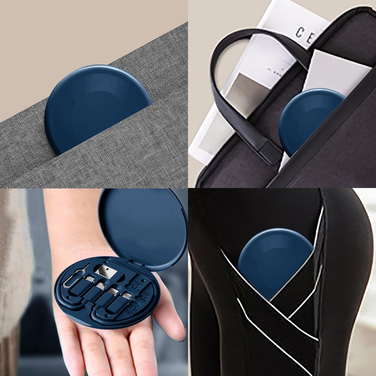 USB C Adapter, Multiple Charging Cable Case Contains OTG Adapters for USB C, USB A to USB C Male Cable, Micro USB to Micro USB, Equipped with SIM Extractor/SIM Slot/Phone Holder