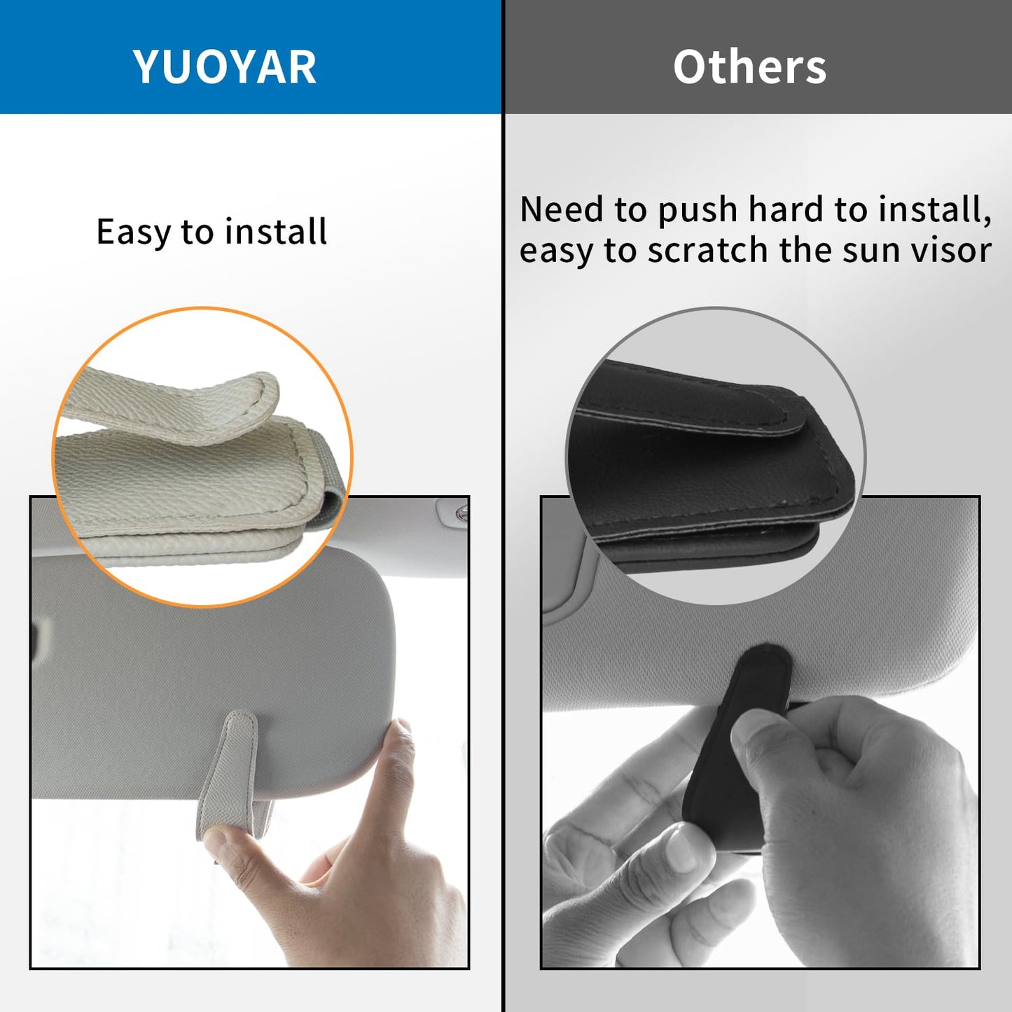 Yuoyar 2 Packs Magnetic Sunglass Holder for Car Visor - Universal Sunglasses Clip for Different Size Eyeglasses - Convenient Interior Car Accessories (Grey)