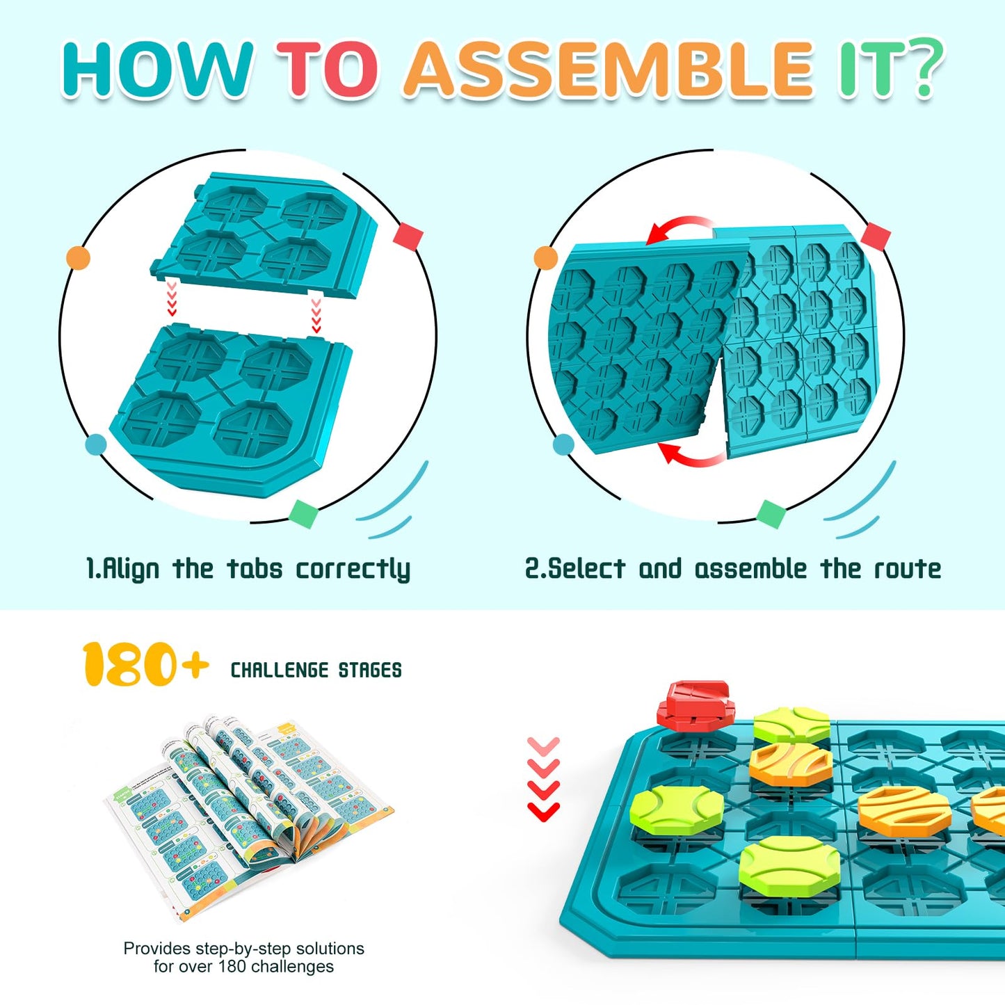 Airkid Stem Board Games Toys,Montessori Logic Puzzles Toys for Kids,Road Builder Educational Learning Brain Teasers Toys for Kids Ages 3-8 Year Old