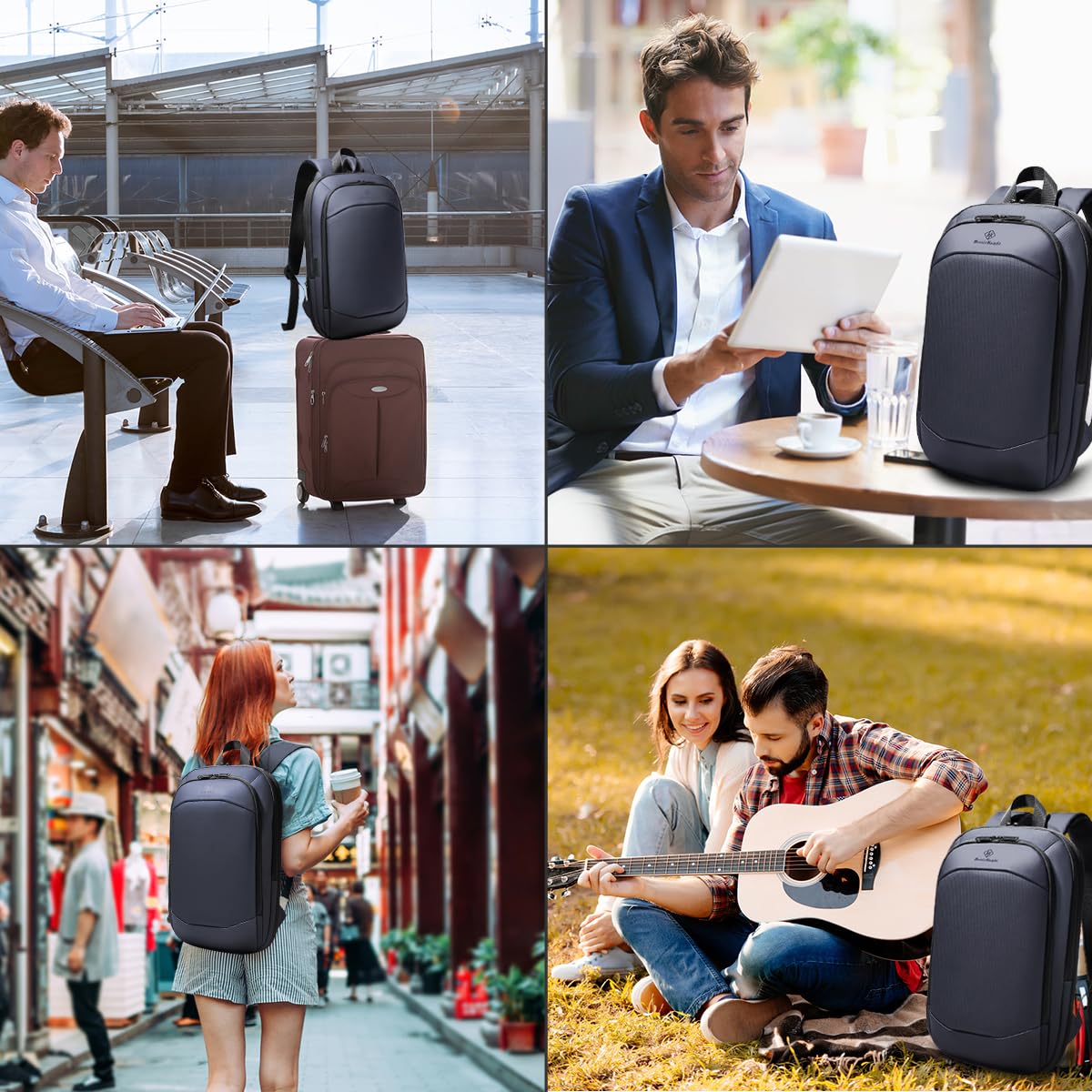 Slim Laptop Backpack for Men,Waterproof Expandable High Tech Business Work Backpack for Men and Women,15.6 Inch Lightweght Anti-theft Travel Backpack Durable College Casual Daypack Computer Laptop Bag