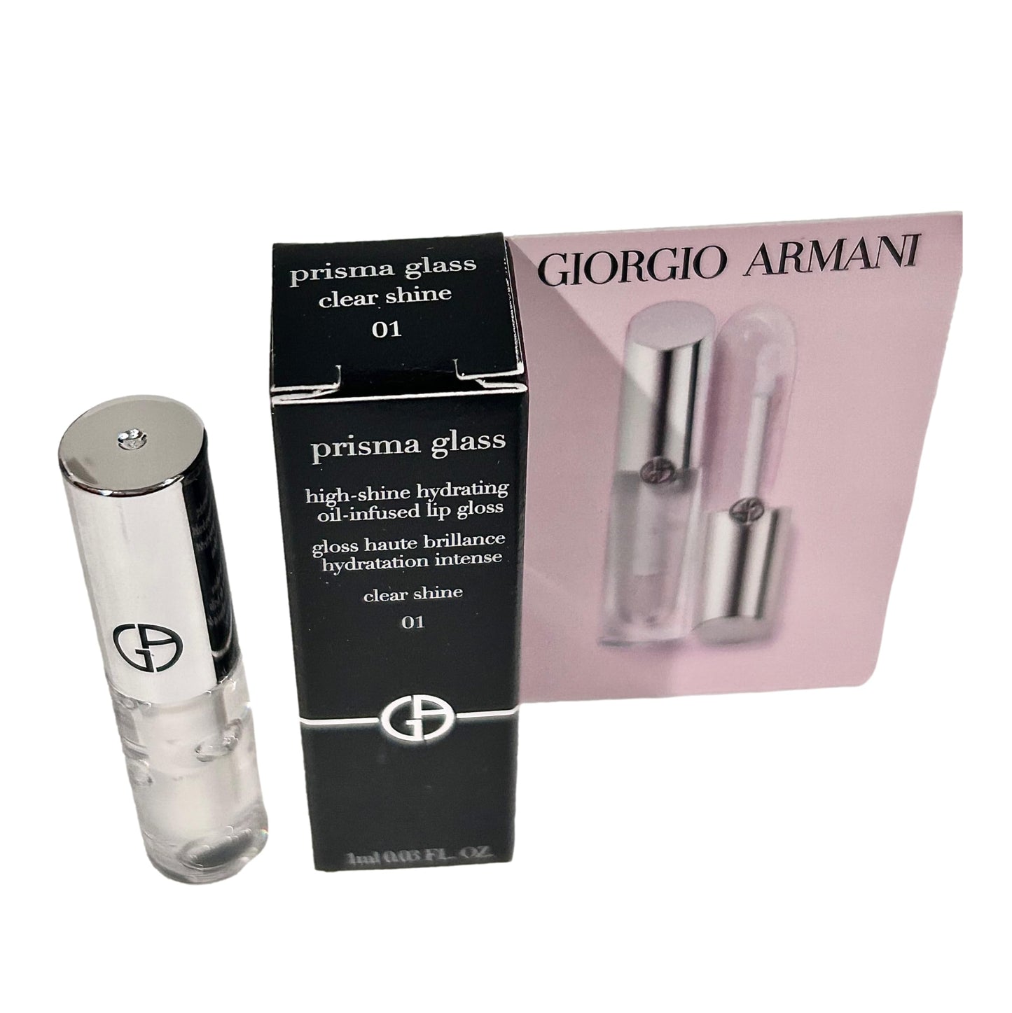 GIORGIO ARMANI Oil Lip Gloss PRISMA GLASS CLEAR SHINE # 01-1 ml / 0.03 FL oz (Small 4344)