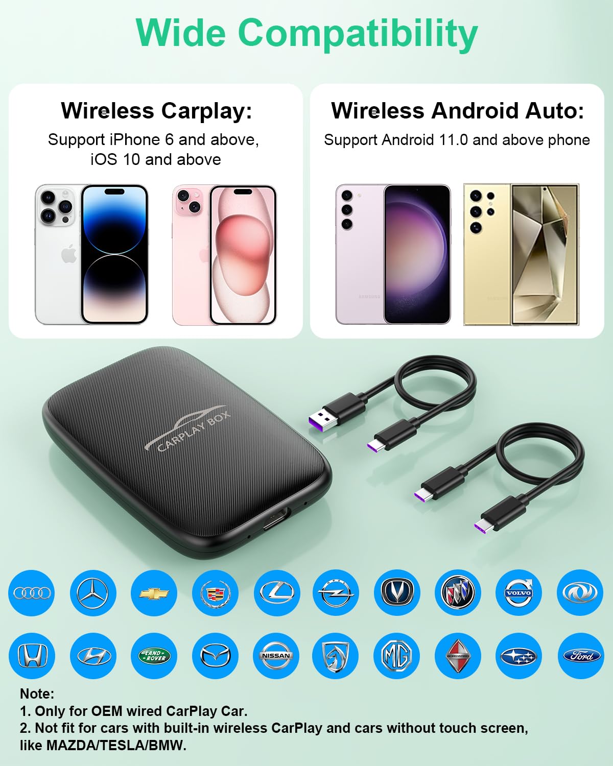 5 in 1 Wireless CarPlay Adapter with Netflix YouTube, 2025 New Carplay Wireless & Android Auto Adapter Converts Wired to Wireless Carplay Dongle Magic CarPlay Ai Box Streaming Video for iPhone/Android