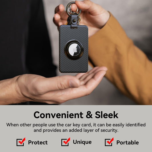 Card Holder for Tesla Keycard with AirTag Slot, Plastic Key Card Protective Case Cover for Tesla Model 3 Y S X, Key Holder with Keychain Key Rings - 1 Pack