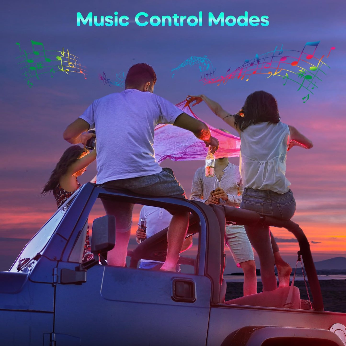 Winzwon Mothers Day Gifts for Mom, Interior Led Lights for Car Accessories for Women Men, Birthday Gifts for Men Him, APP Control with USB Port Music Sync Color Change Lights for Jeep Truck Decor, 12V