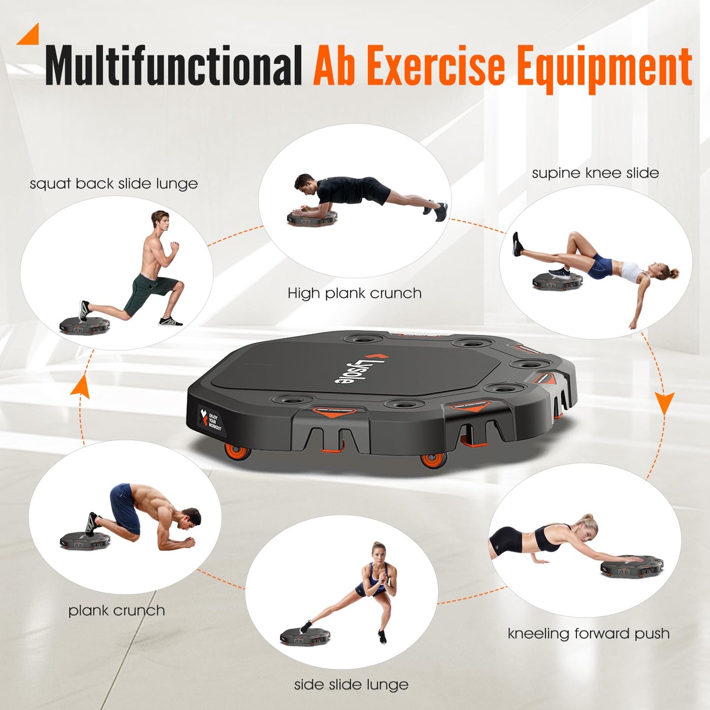 Push Up Board,Workout Equipment,Ab Roller Board with 4 Wheels,Push up Handles for Floor,Home Gym System with Resistance Bands&Pilates Bar,Exercise Fitness Equipment for Full Body