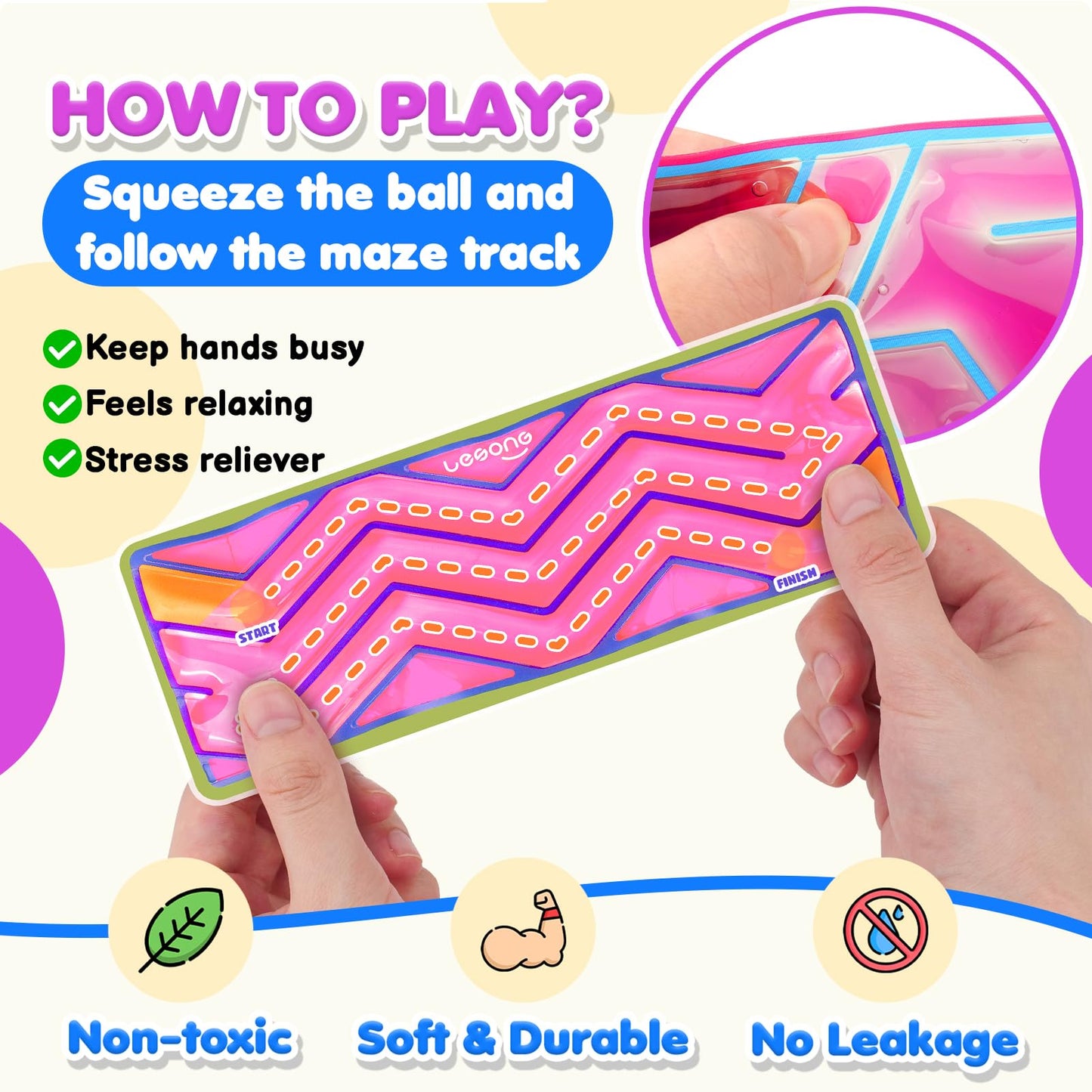 Squishy Sensory Fidget Autism Toys for Kids: Sensory Toys for Sepcial Need 6 Pack Maze - Quiet Fidget Sensory Toys Filled Goo for Calming Down Classroom - Easter Basket Essentials