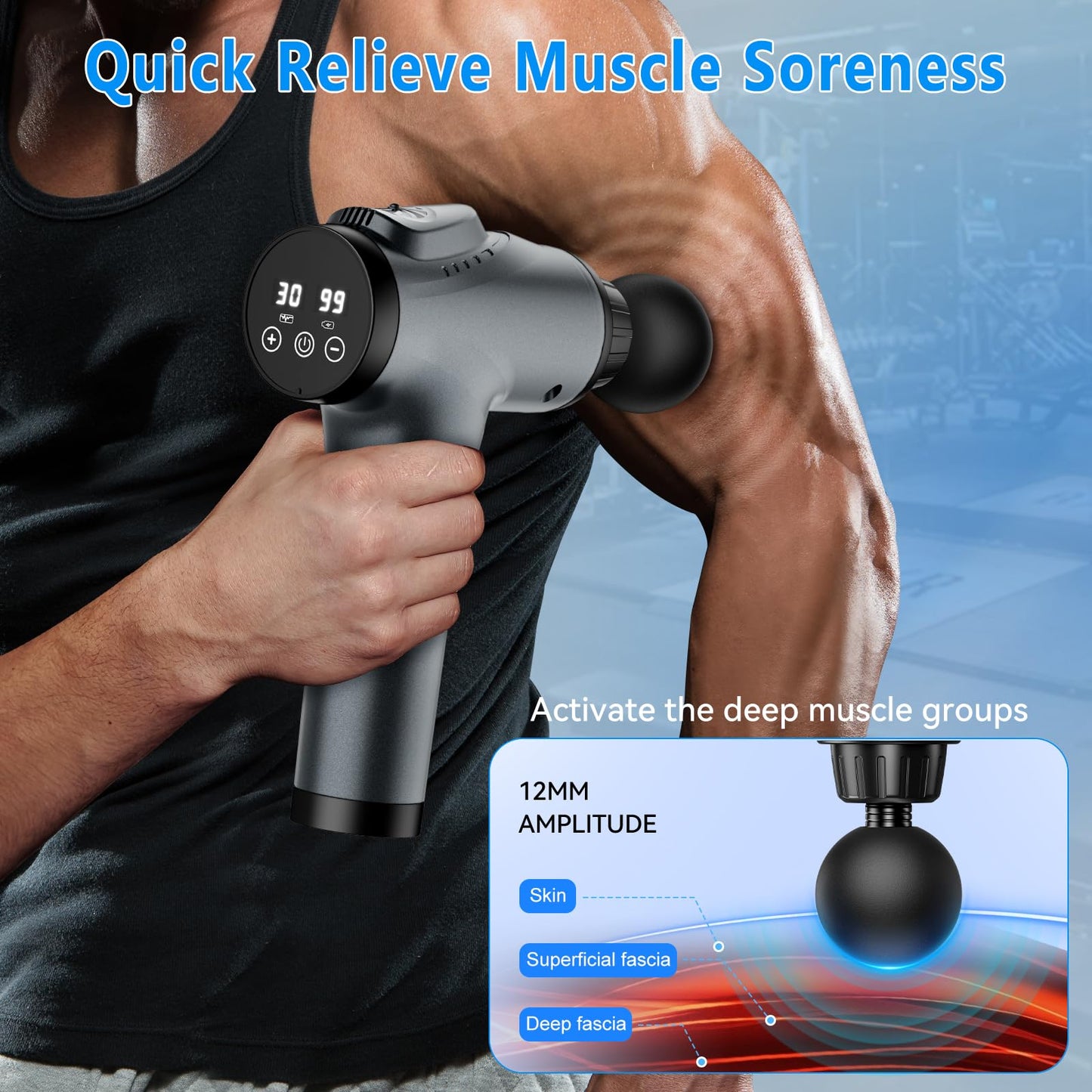 APHERMA Massage Gun, Muscle Massage Gun for Athletes Handheld Electric Deep Tissue Back Massager, Percussion Massage Device for Pain Relief with 30 Speed Levels 9 Heads,Father's Day Gifts