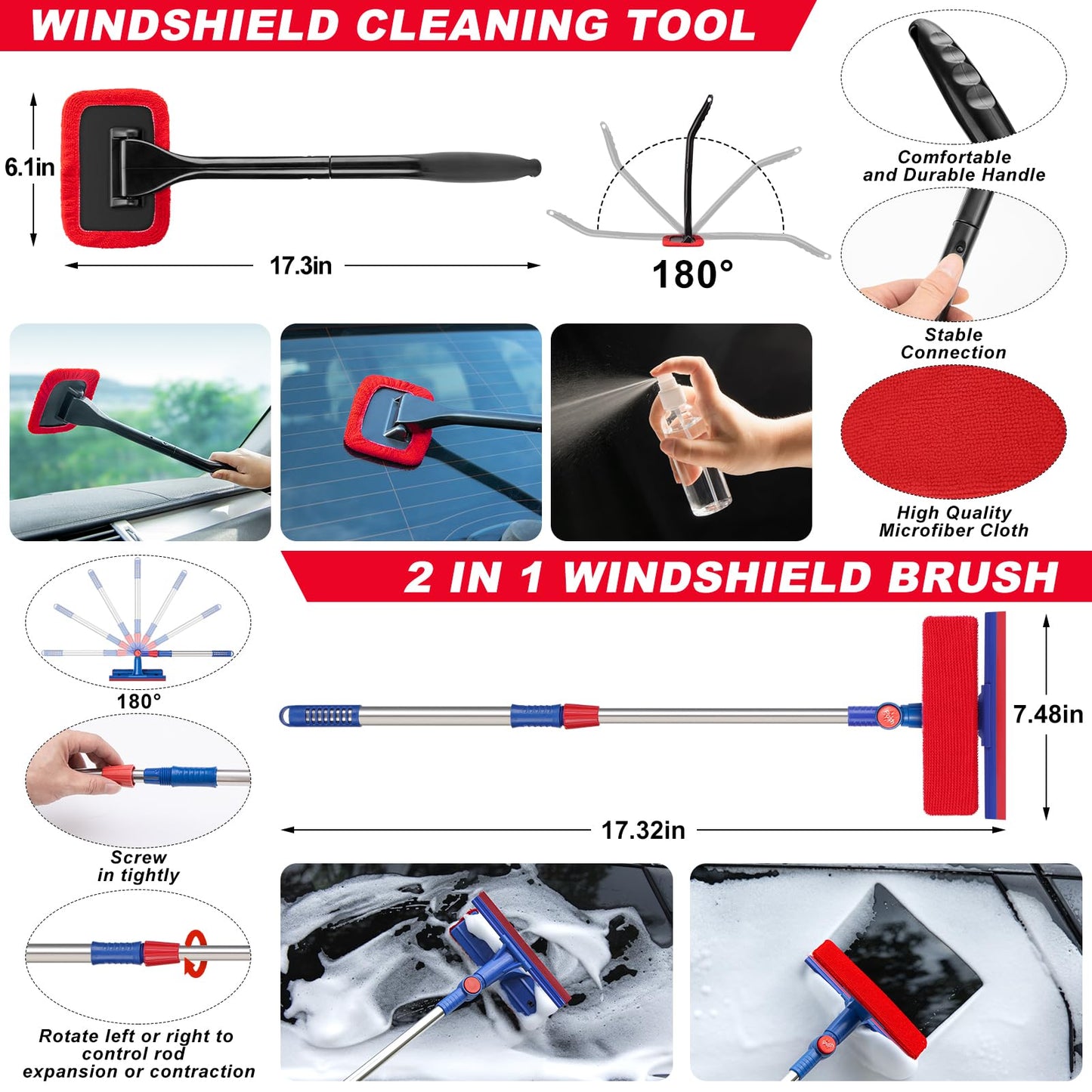 GPUSFAK 41Pcs Car Wash Cleaning Kit with High Power Handheld Vacuum Windshield Cleaning Tool Collapsible Bucket Detailing Brushes Tire Brush Towels Complete Detailing Set for Car