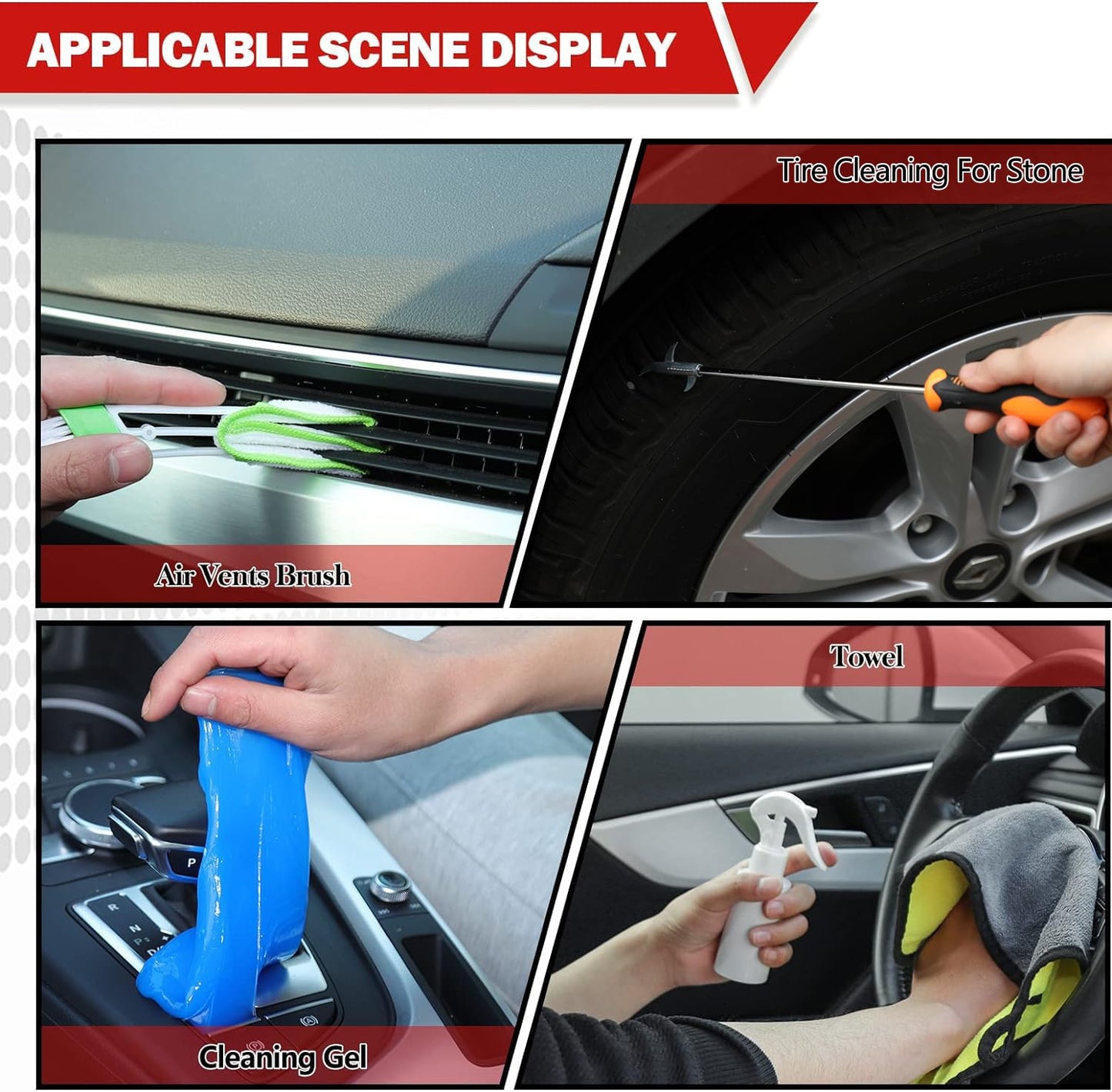 GASLIKE 63PCS Car Wash Cleaning Kit,Car Wash Brush with Long Handle,Car Detailing Kit with Foam Gun,Car Cleaning Supplies,Handheld Vacuum, Car Detailing Kit (63PCS)