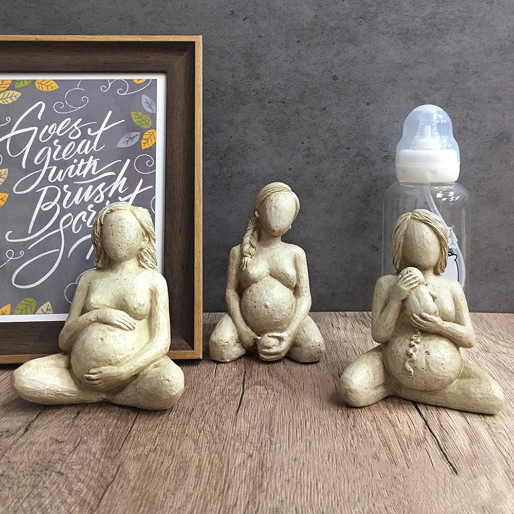CHBDJY Pregnant Women Body Statue, Woman Postpartum Figure, Great Mother Sculpture for Home Decor, Baby Birth Process Memorial Statue, Collectible Gifts