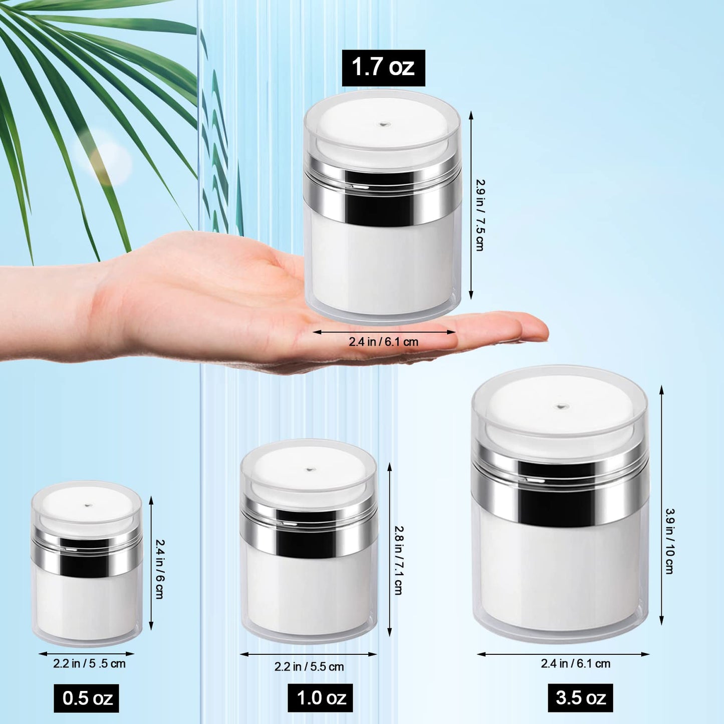 Airless Pump Jar - 0.5 Oz Travel Lotion Container Pump Dispenser for Cream, Mothers Birthday Gifts for Mom, Refillable Empty Jar Vacuum Bottle for Moisturizer, Skincare, Makeup