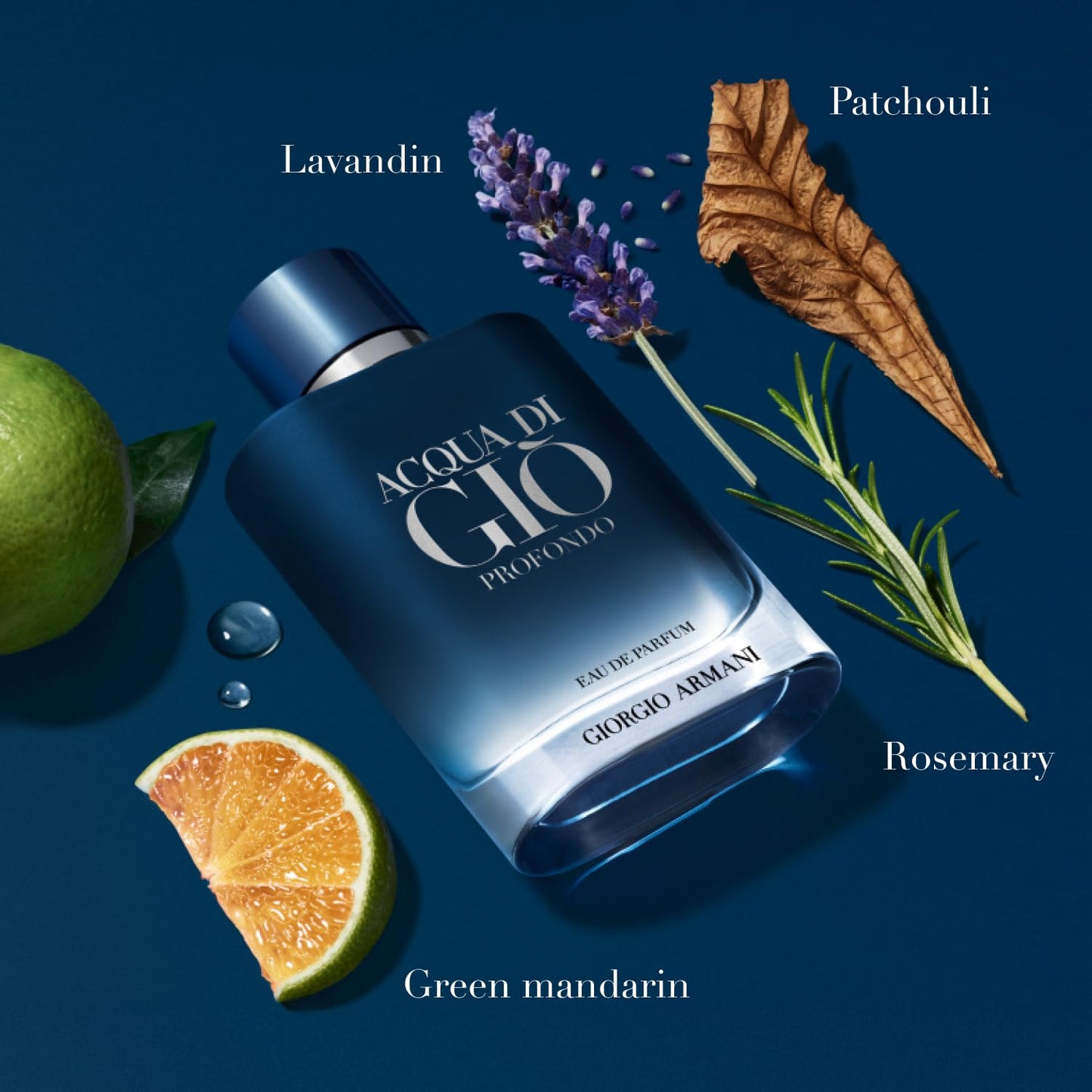 Armani Beauty - Acqua di Giò Profondo - Eau de Parfum - Cologne for Men - Fresh & Aromatic Men’s Fragrance - Mandarin, Lavender, Cedarwood Notes - 6.7 Fl Oz