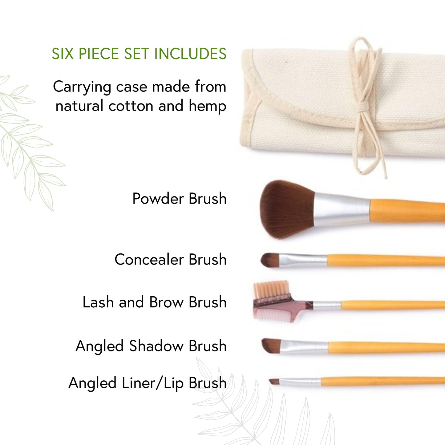 Honeybee Gardens Eco Friendly Professional Cosmetic Brush Set