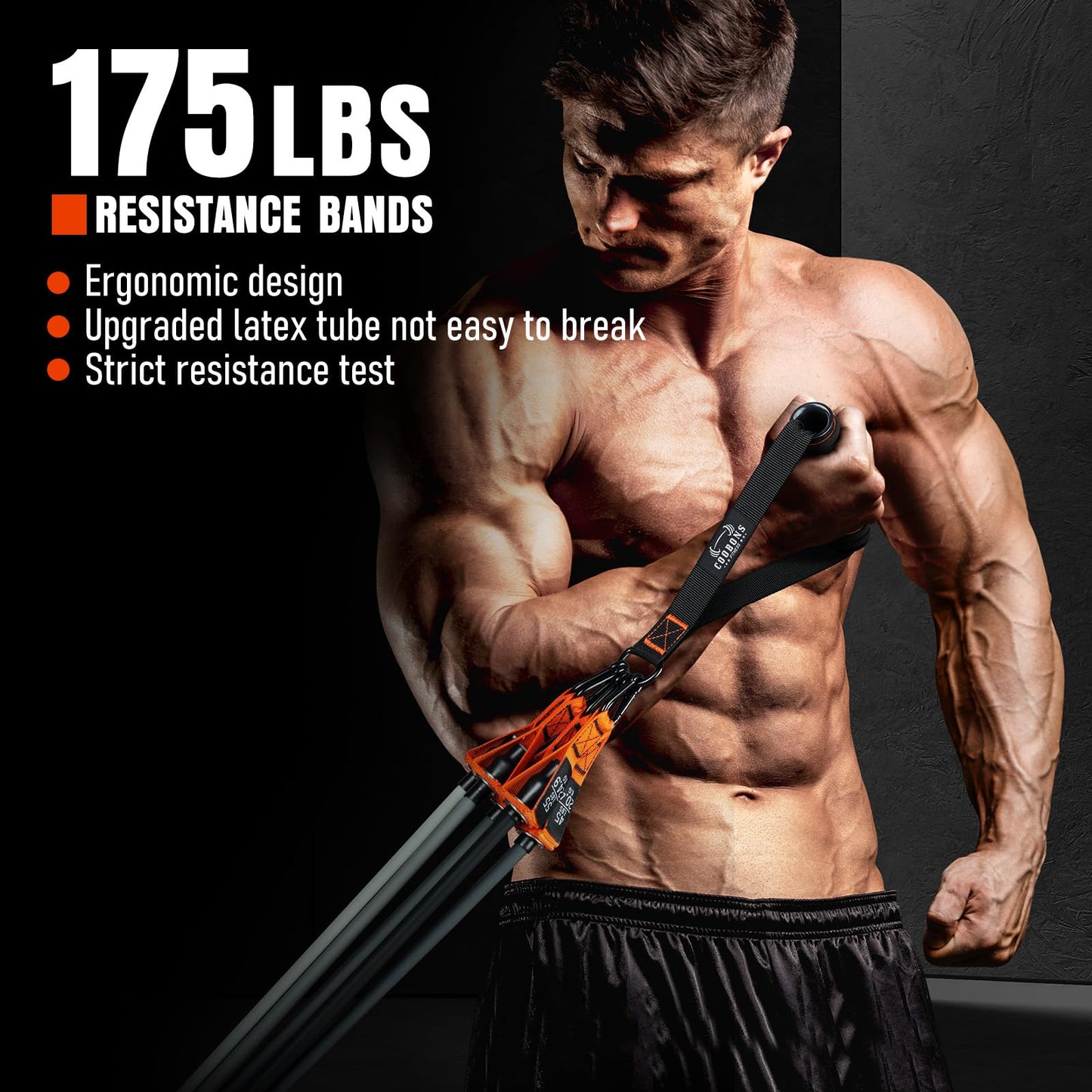Resistance Bands, 175lbs Heavy Exercise Bands with Handles, Fitness Bands for Working Out, Workout Bands for Men and Women, Weight Bands Set for Muscle Training, Strength, Yoga, Home Gym Equipment