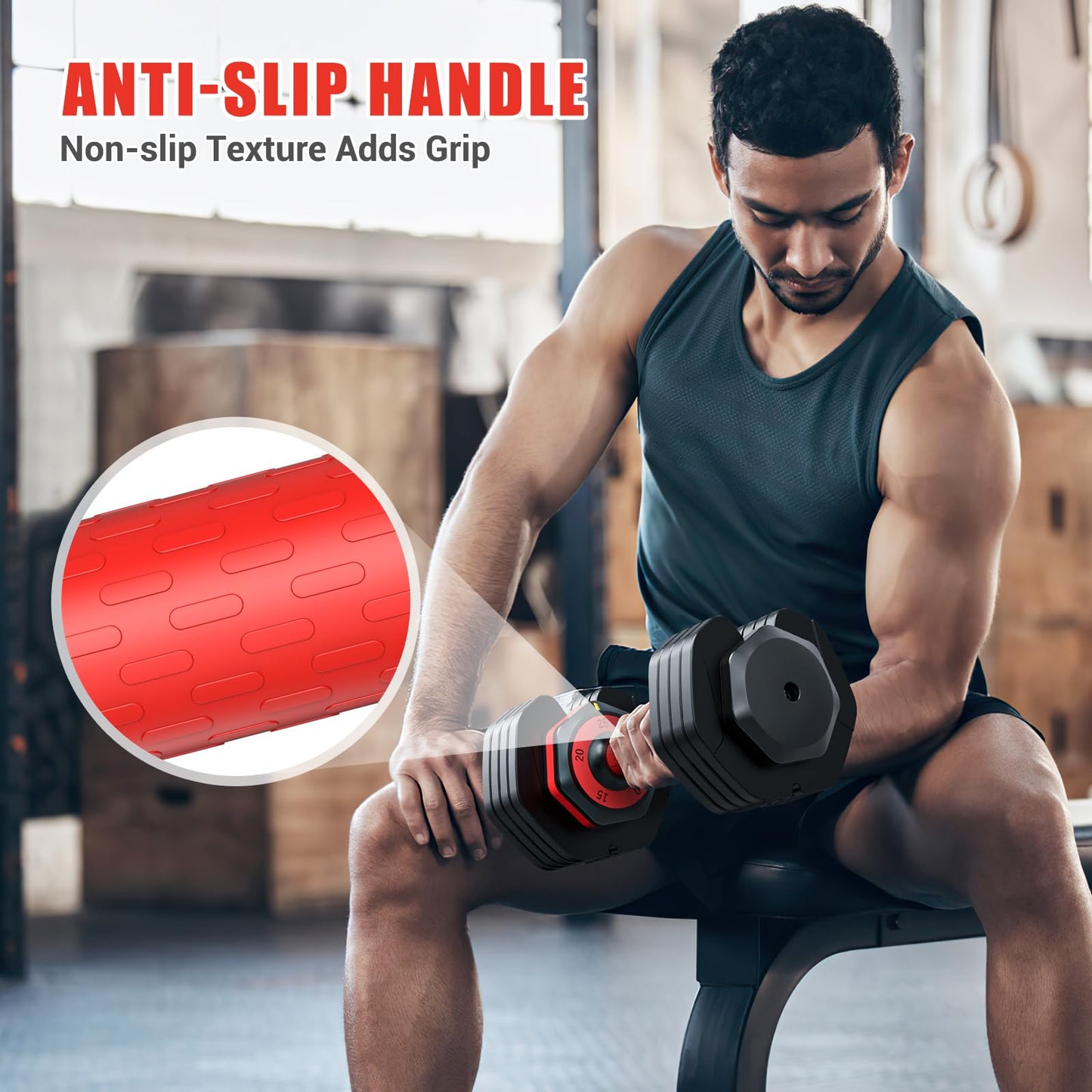 XDDIAS Adjustable Dumbbells Set,5LB to25LB Sets of 2 for Home Gym Equipment, 5 in 1 Free Weights with dumbbell set, Anti-Slip Handle for Full Body Workout Suitable Men/Women