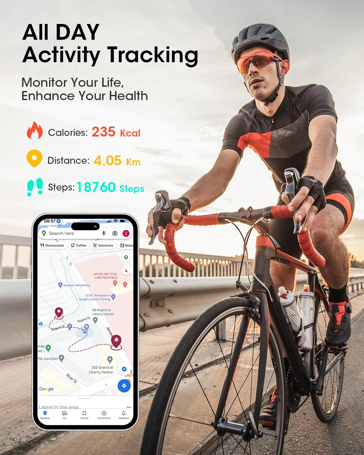 Health Fitness Tracker for Men Women: Activity Trackers with 24H Heart Rate Monitor Blood Oxygen Sleep Tracker Calorie Step Counter 5ATM Waterproof Fitness Smart Watches Compatible with iPhone Android