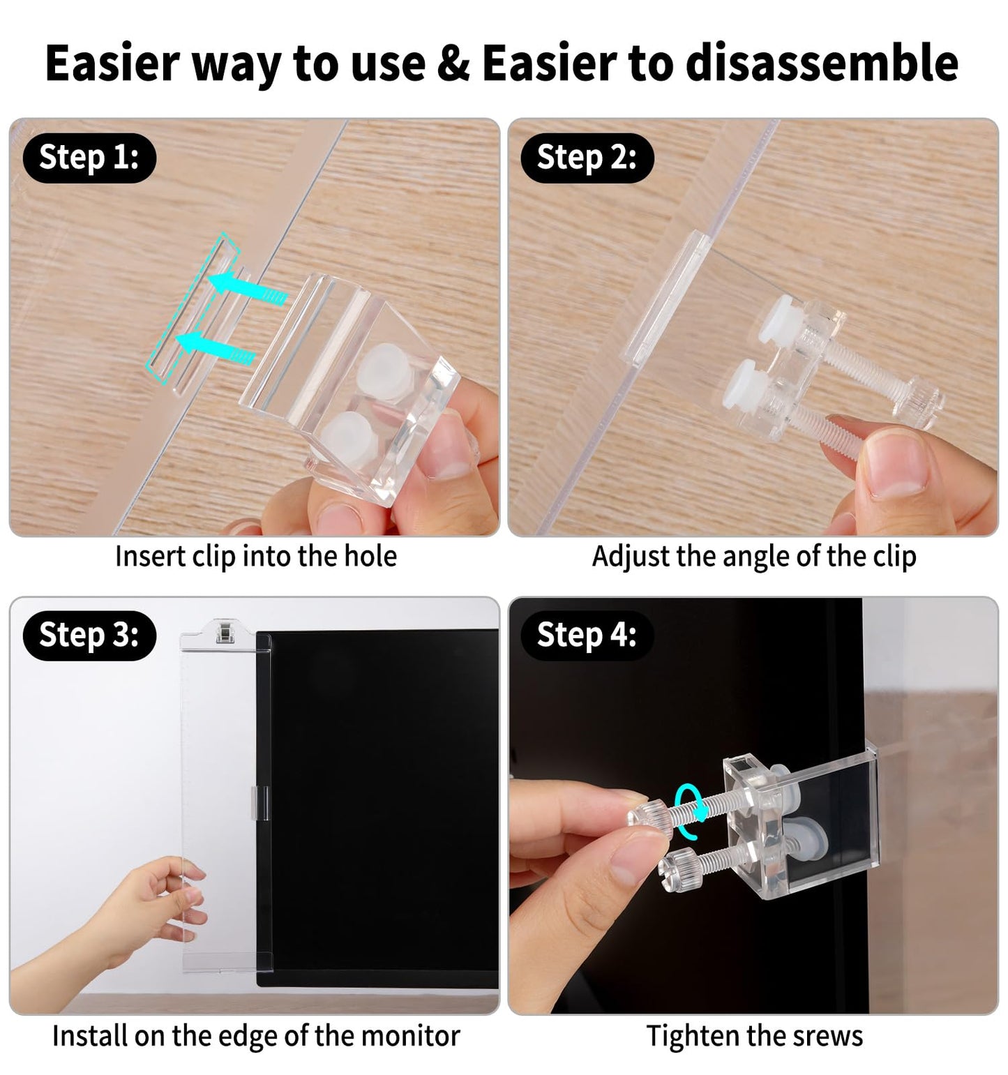 Office Desk Accessories, Acrylic Monitor Memo Boards for Computers, 2PCS (Left & Right) Multifunction Sticky Note Holder for Computer Screen, Home Office Accessories Desktop Message Office Decor