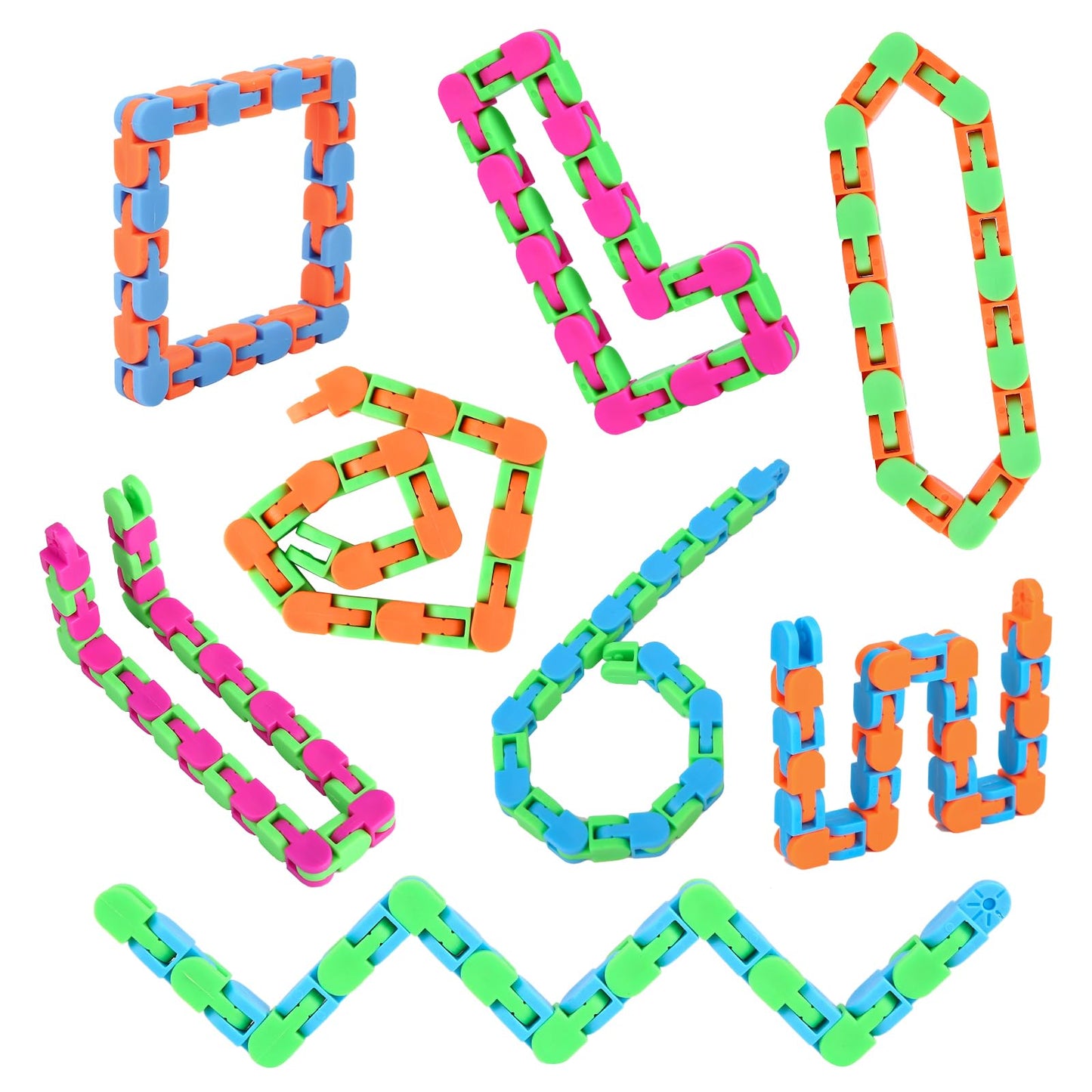 8Pcs Easter Basket Stuffers Fidgets Wacky Tracks Fidget Toys for Kids Classroom Students Gifts School Prizes Sensory Autism Snap Click Snake Adults Stress Relief