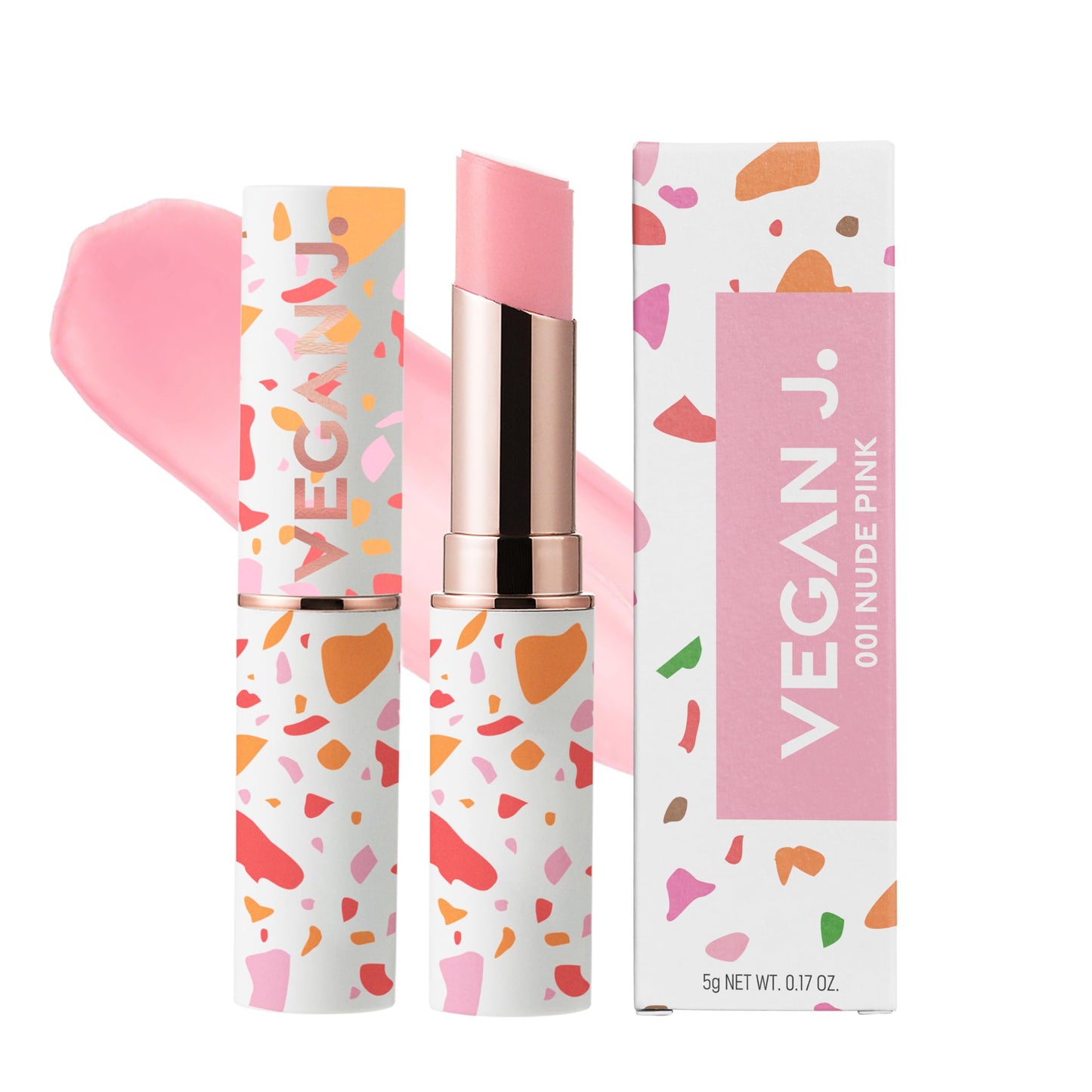 Vegan J. Lip Balm – Long-Lasting Hydration with Natural Color – Korean Beauty, Oasis Plant Complex, Silicone-Free, Vegan & Cruelty-Free Lip Care (001 Nude Pink)