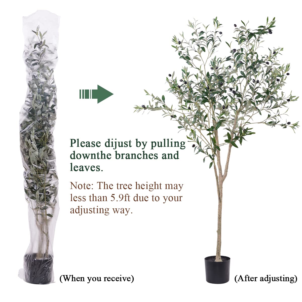 Hobyhoon Artificial Olive Tree, 6FT Tall Faux Silk Plant Artificial Tree in Potted Oliver Branch Leaves and Fruits for Modern Home Decor Indoor