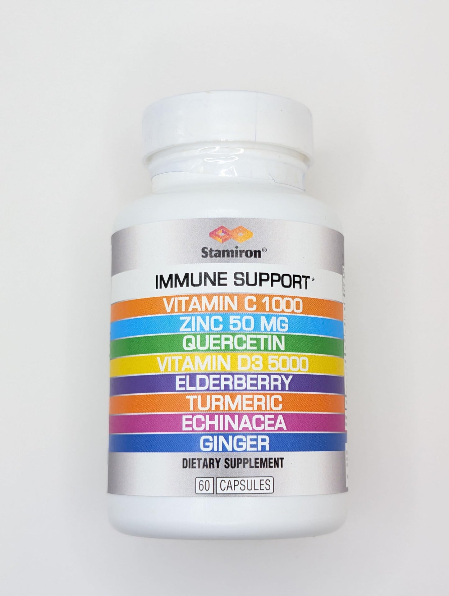 8 in 1 Immune Support with Quercetin Zinc 50mg Vitamin C 1000mg Vitamin D3 5000 IU and Elderberry Echinacea Ginger for Adults Kids - VIT D Supplement Veg Capsules