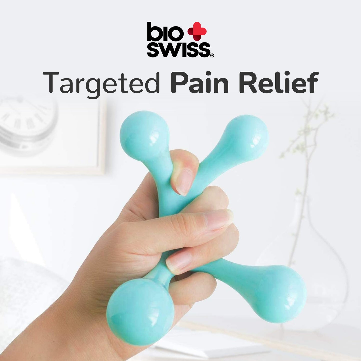 BioSwiss 2-Pack Full Body Massager, 4 Legged Pressure Point Hand Held Massage Tool for Back and Neck Massaging, One Large One Small