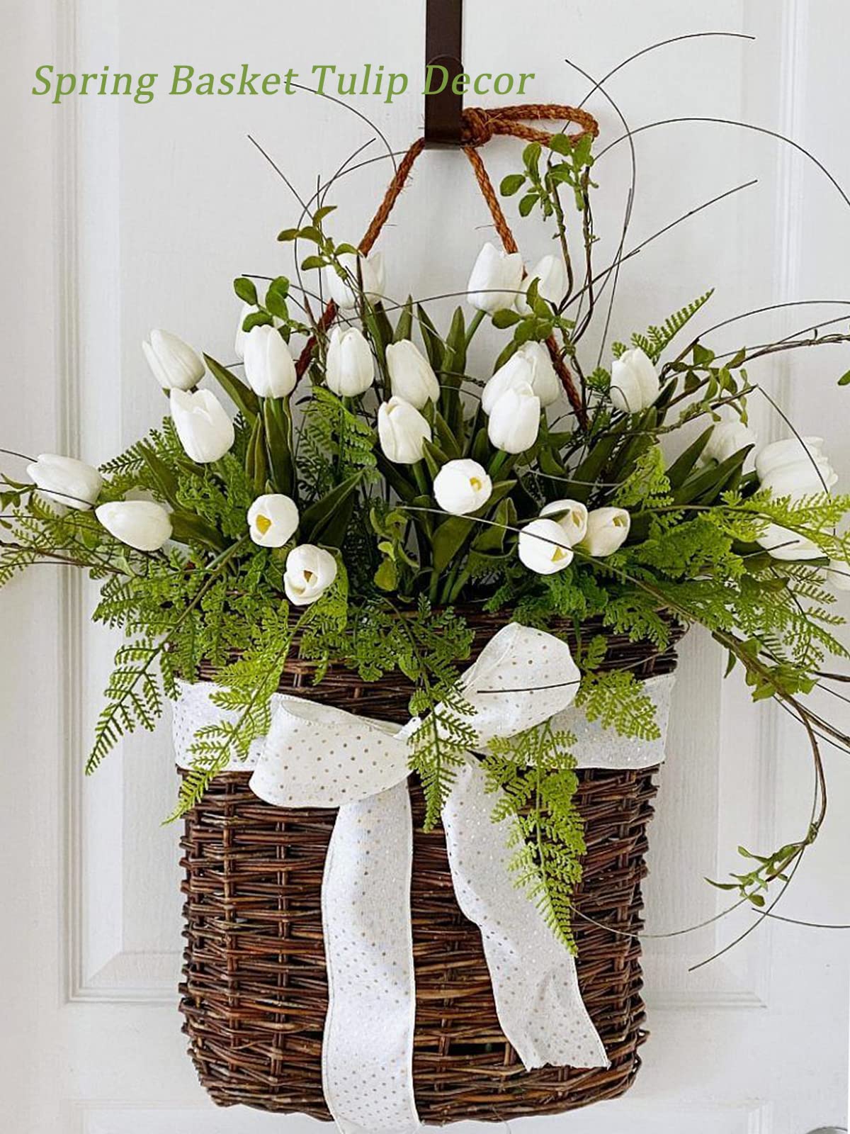 Beferr White Tulips Artificial Flowers 18Pcs Faux Silk Tulip Real Touch Tulip Fake Flowers Bouquets Arrangements for Easter Spring Flowers Valentine’s Day Mother's Day Flower Gifts Home Table Decor