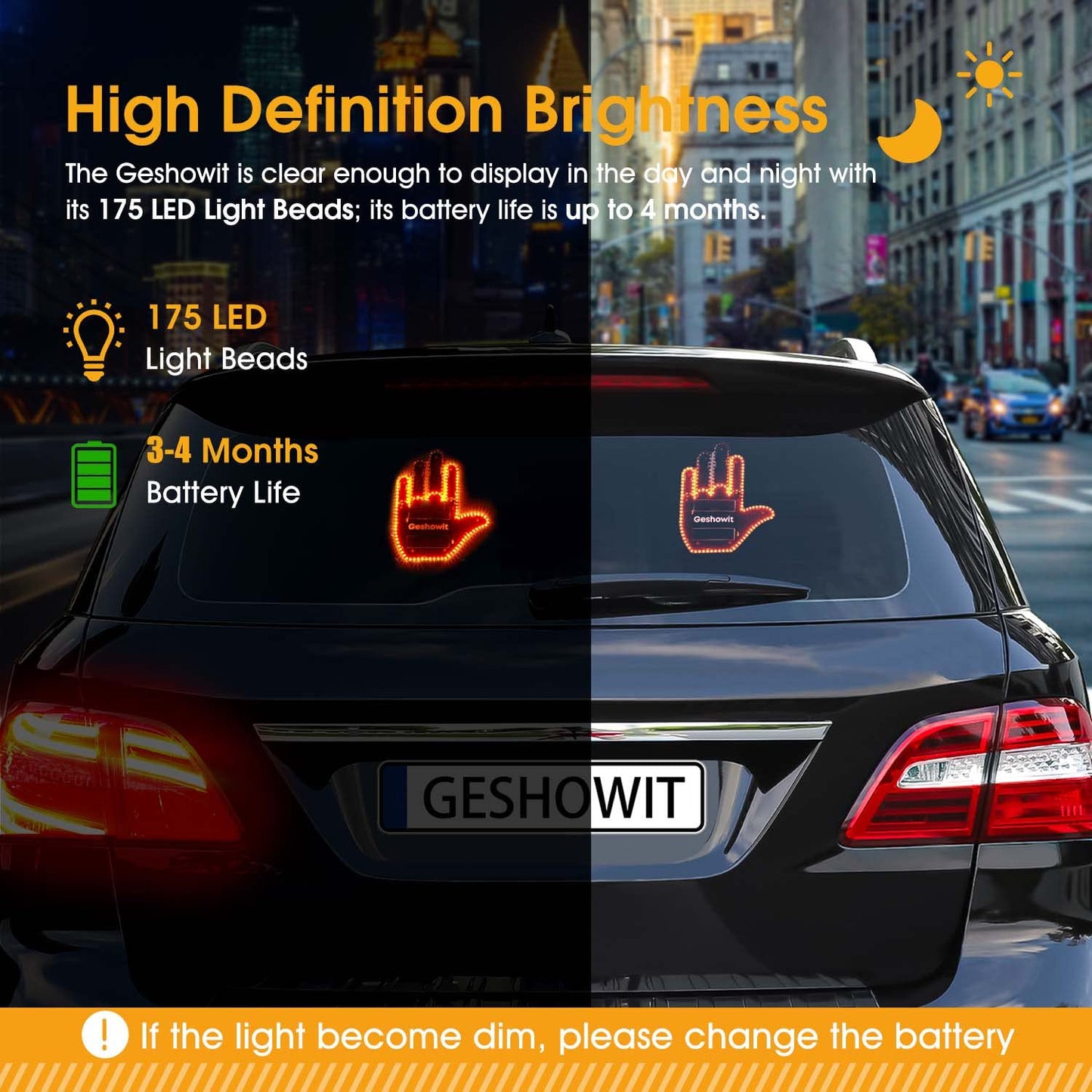 Car Accessories for Men, Car Middle Finger Light with Remote - Give The Bird & Wave & Love to Drivers - Truck Accessories, Finger Flicker LED Hand Gesture Signs, Ideal Gift for Men and Women