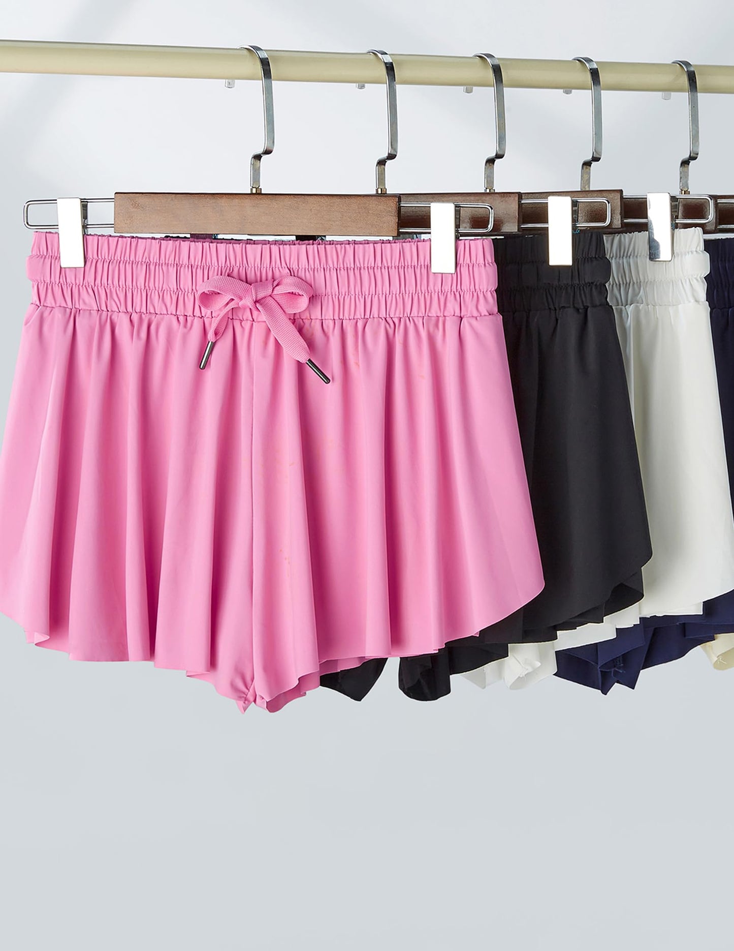 3 Pack Girls Flowy Shorts with Spandex Liner 2-in-1 Youth Butterfly Skirts for Fitness, Running, Sports (Set 2, Youth Large)
