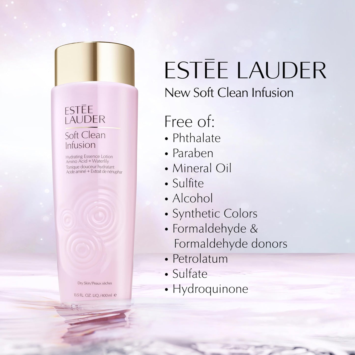 Estée Lauder Soft Clean Infusion Hydrating Skin Essence Face Lotion with Amino Acid + Waterlily, 13.5 Fl Oz