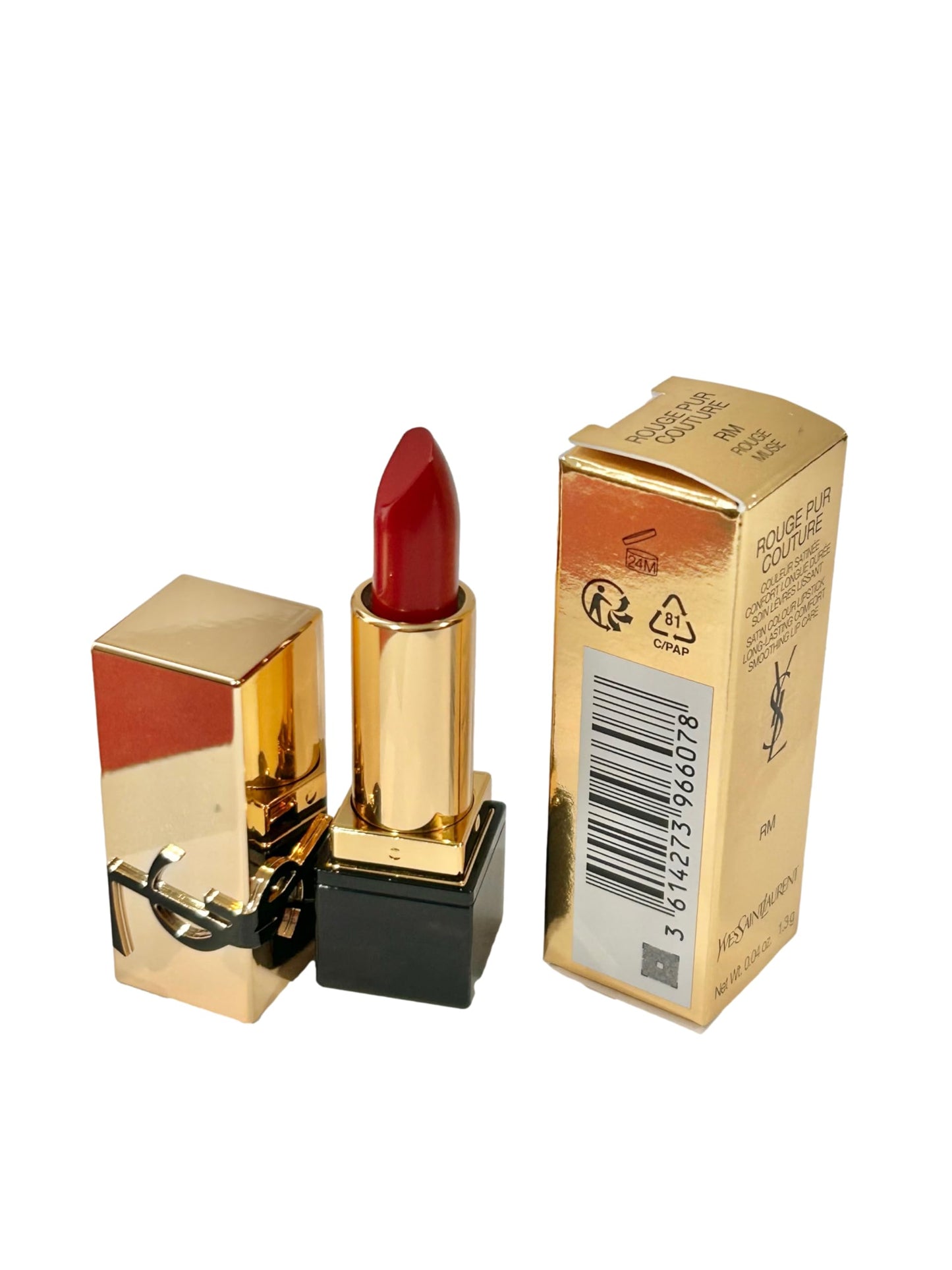 Yves Saint Laurent YSL Rouge Pur Couture Lipstick Color # RM ROUGE MUSE (RED) (MINI/SMALL/SAMPLE SIZE/TRAVEL SIZE) 0.04 OZ / 1.3 G - 6078