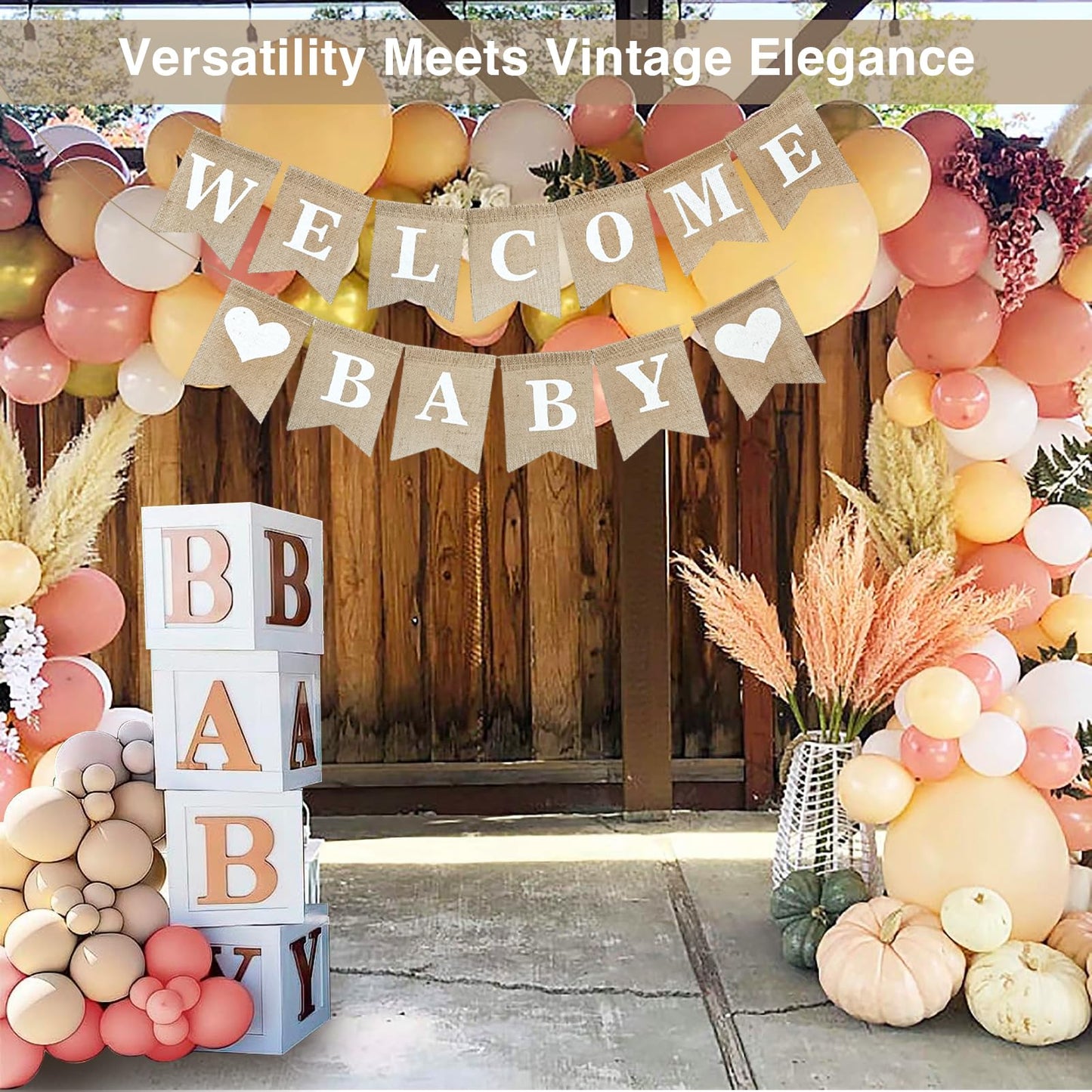 VIXAVI Welcome Baby Sign - Pre-Strung Burlap Welcome Baby Banner - Elegant Baby Announcement Sign for Boy and Girl - Newborn Birth Hospital Signs - Baby Arrival Banners - Adorable Baby Shower Decor