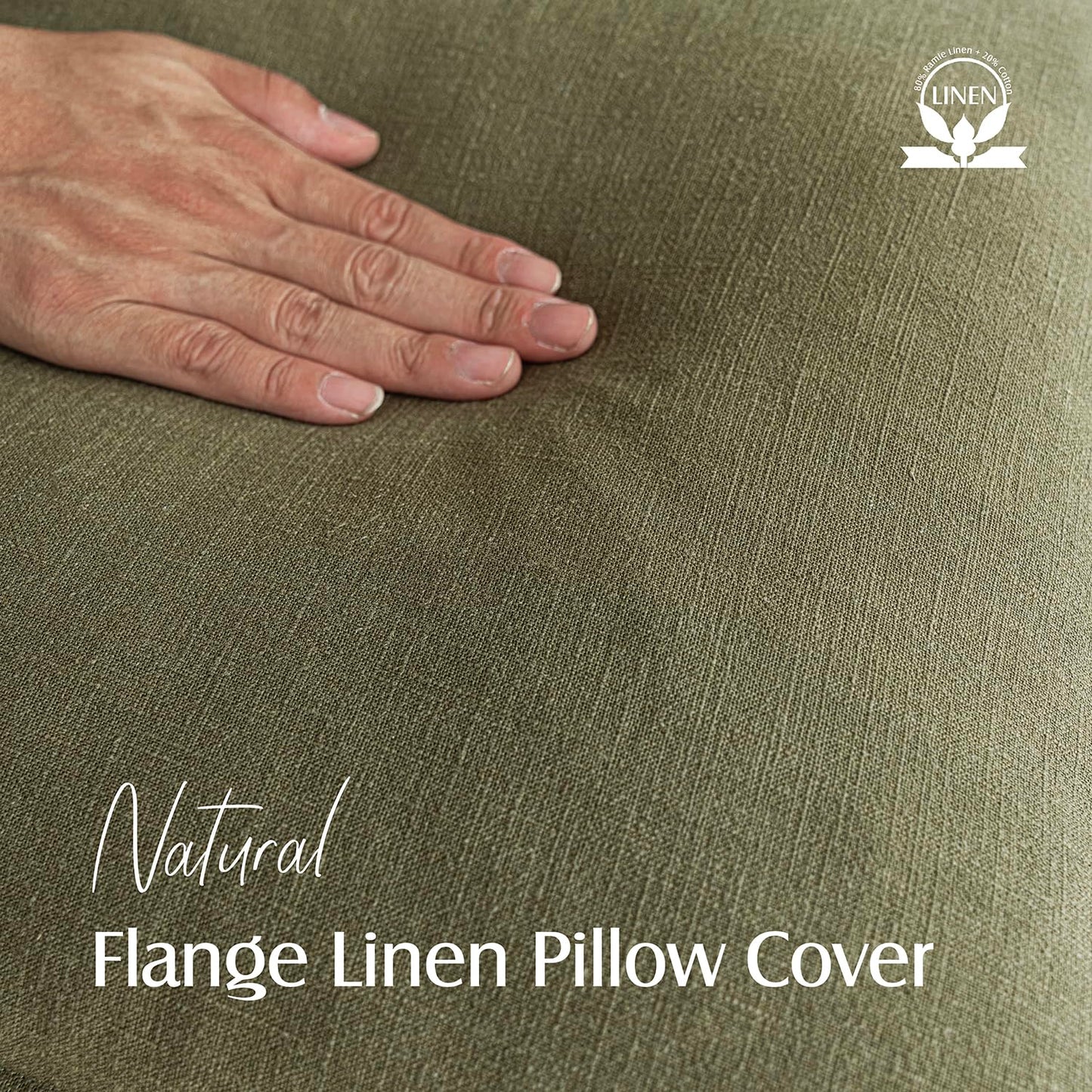 Foindtower Pack of 2, Decorative Linen Soild Throw Pillow Covers Soft Accent Cushion Case Boho Farmhouse Pillowcase for Chair Couch Sofa Bedroom Living Room Home Decor 20 x 20 Inch Olive Green