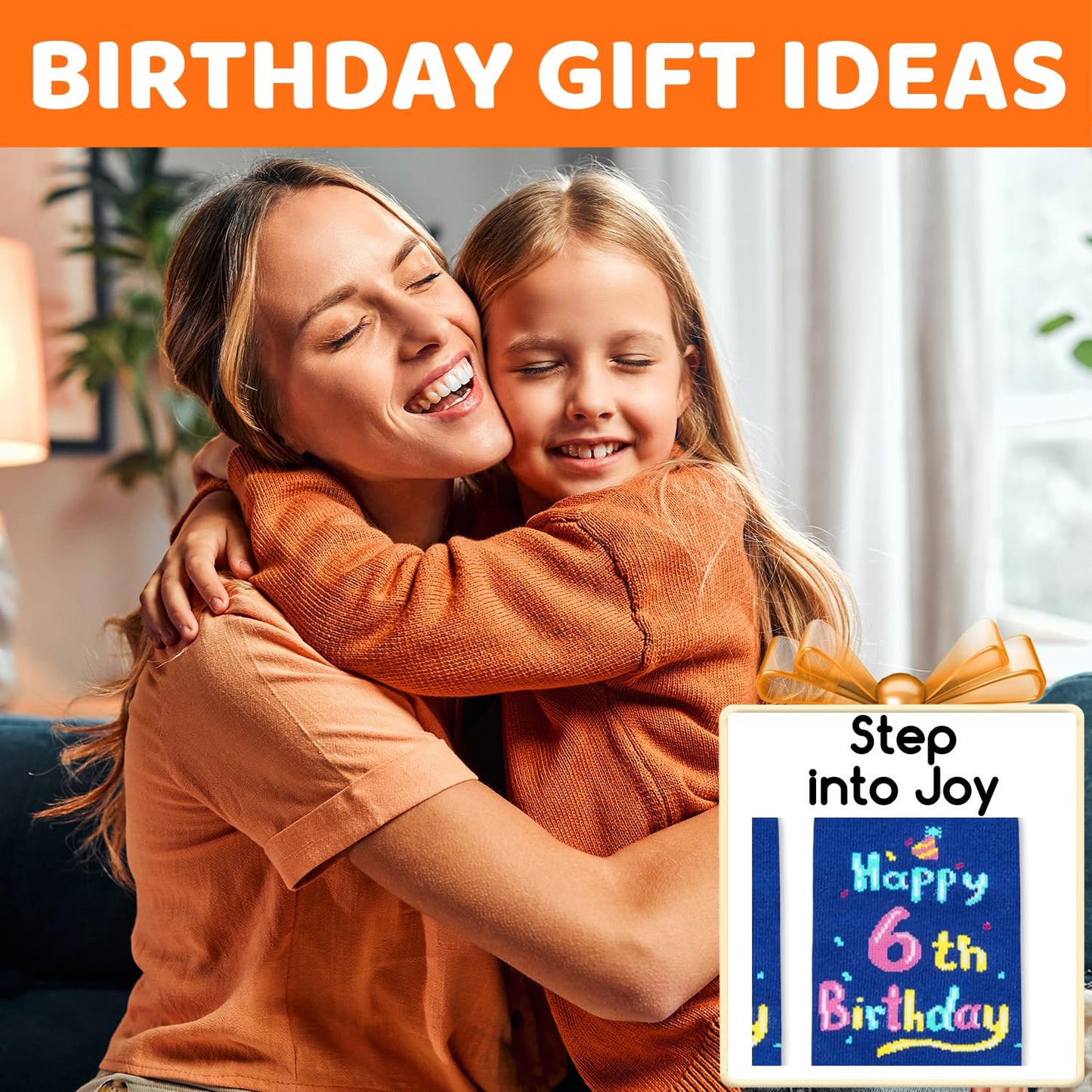 HAPPYPOP 6th Birthday Gifts Ideas for Girls - Socks for Kids Age 6, Presents for 6 Year Olds, Six Year Old Gifts for Girls Boys, Birthday Gift Box with Greeting Card