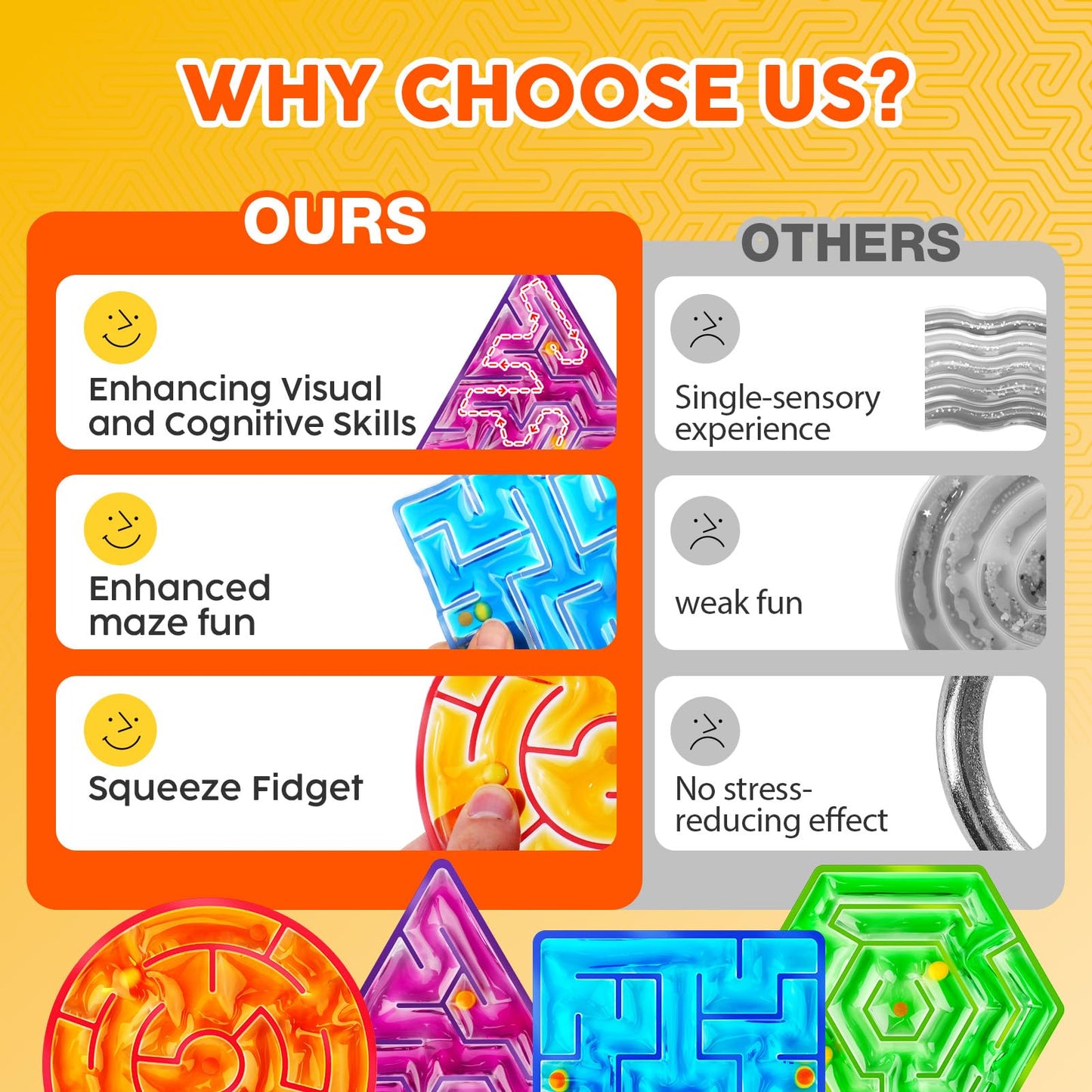 Squishy Toys Sensory Fidget Toys for Kids: 4 Pack Maze Sensory Toys for Autism - Sensory Fidget Toys with Filled Goo for Calming Down Classroom