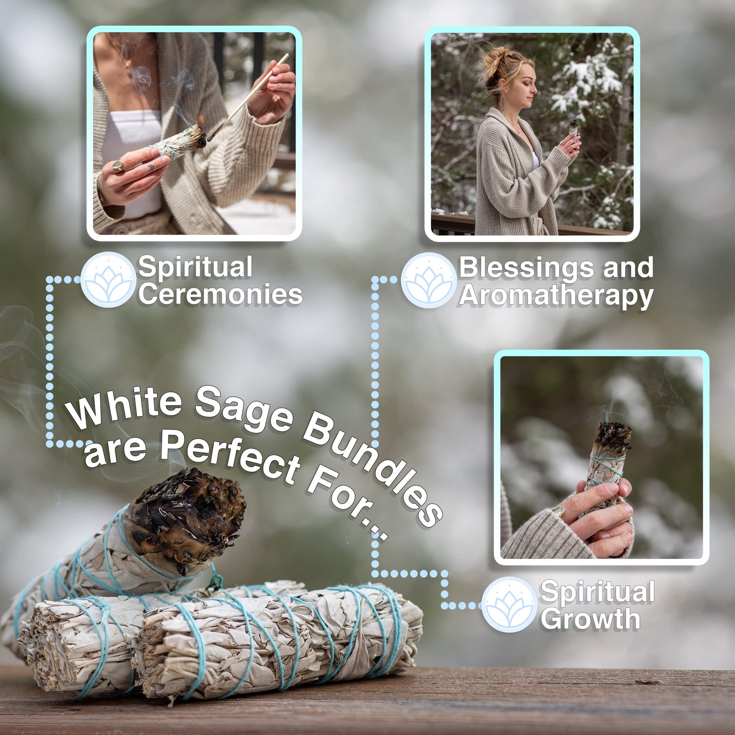 2 White Sage Bundles Smudging Kit Smudge Stick Gift Kit + Instructions & Blessings | Smoke Cleansing, Smudge Ceremony