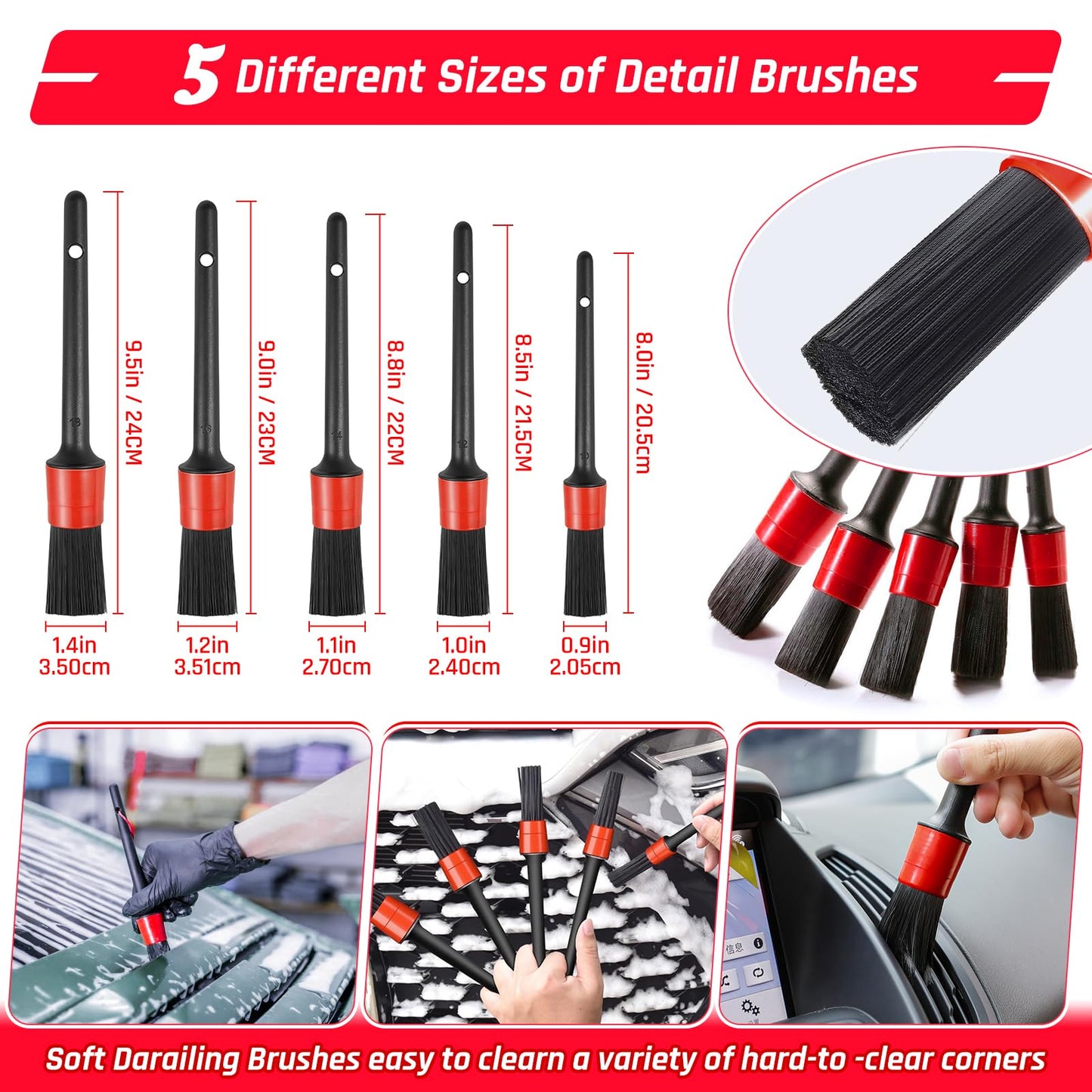 37PCS Car Detailing Kit Interior Cleaner, Auto Detailing Kit, Car Vacuum Car Interior Detailing Kit, Car Wash Kit with Bucket Detailing Brush Set Car Accessories for Motorcycle, Cars, Bikes, Wheels