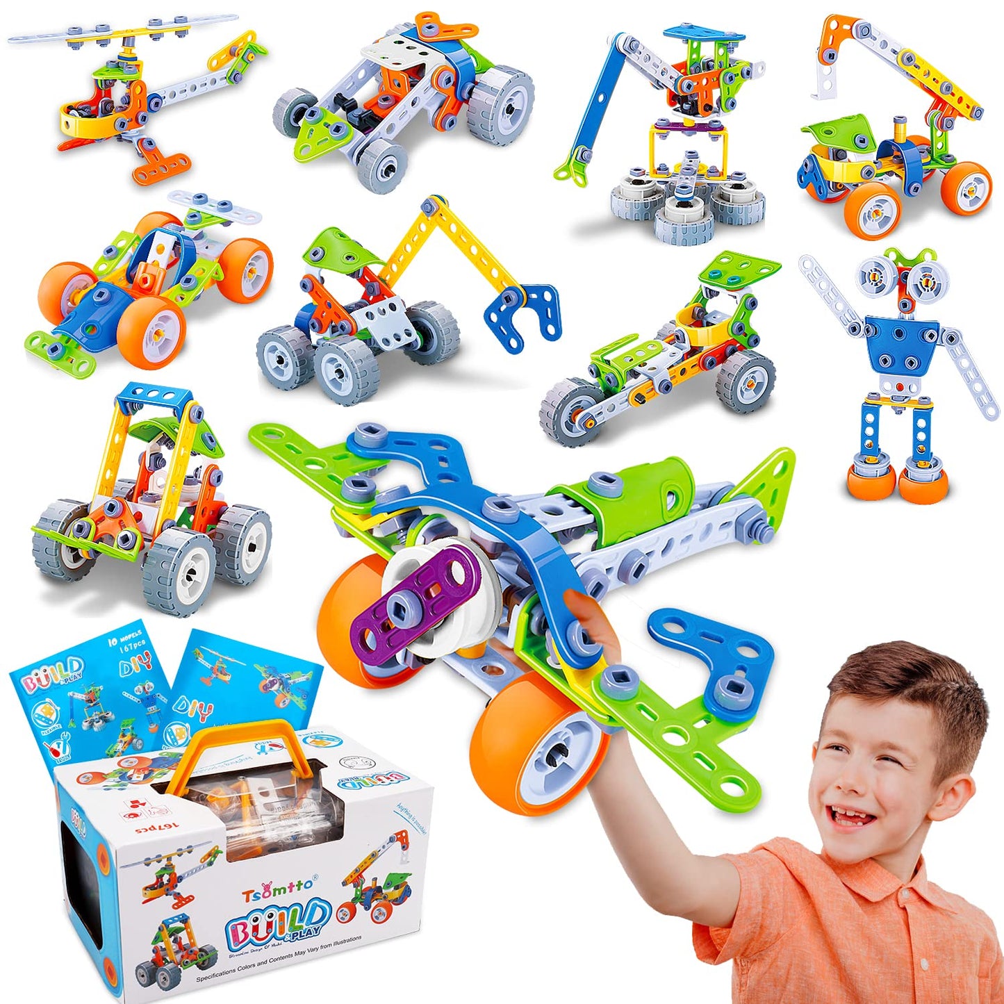 10 in 1 STEM Toys for 4 5 6 7 8+ Year Old Boy Girl Birthday Gifts Building Toys for Kids Ages 4-8 5-7 6-8 Educational Stem Activities for Boys 4-6 8-10 Construction Creative Games Easter Idea Gift