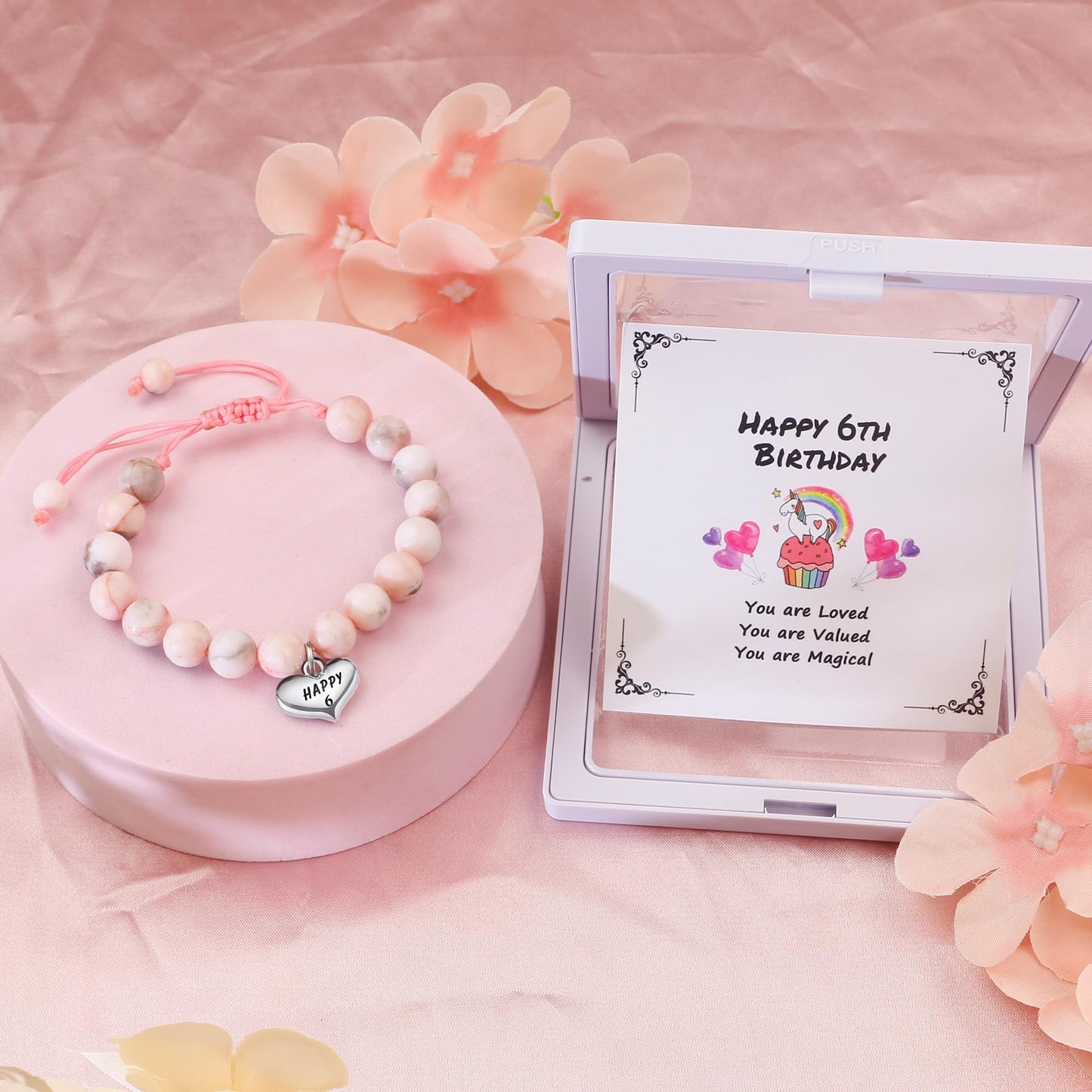 Sereney 6 Year Old Girl Birthday Gift, Adjustable Beaded 6th Birthday Bracelets as 6th Birthday Gifts for 6 Year Old Girl, Six Year Old Girl Birthday Gifts for Daughter Niece Granddaughter Girls