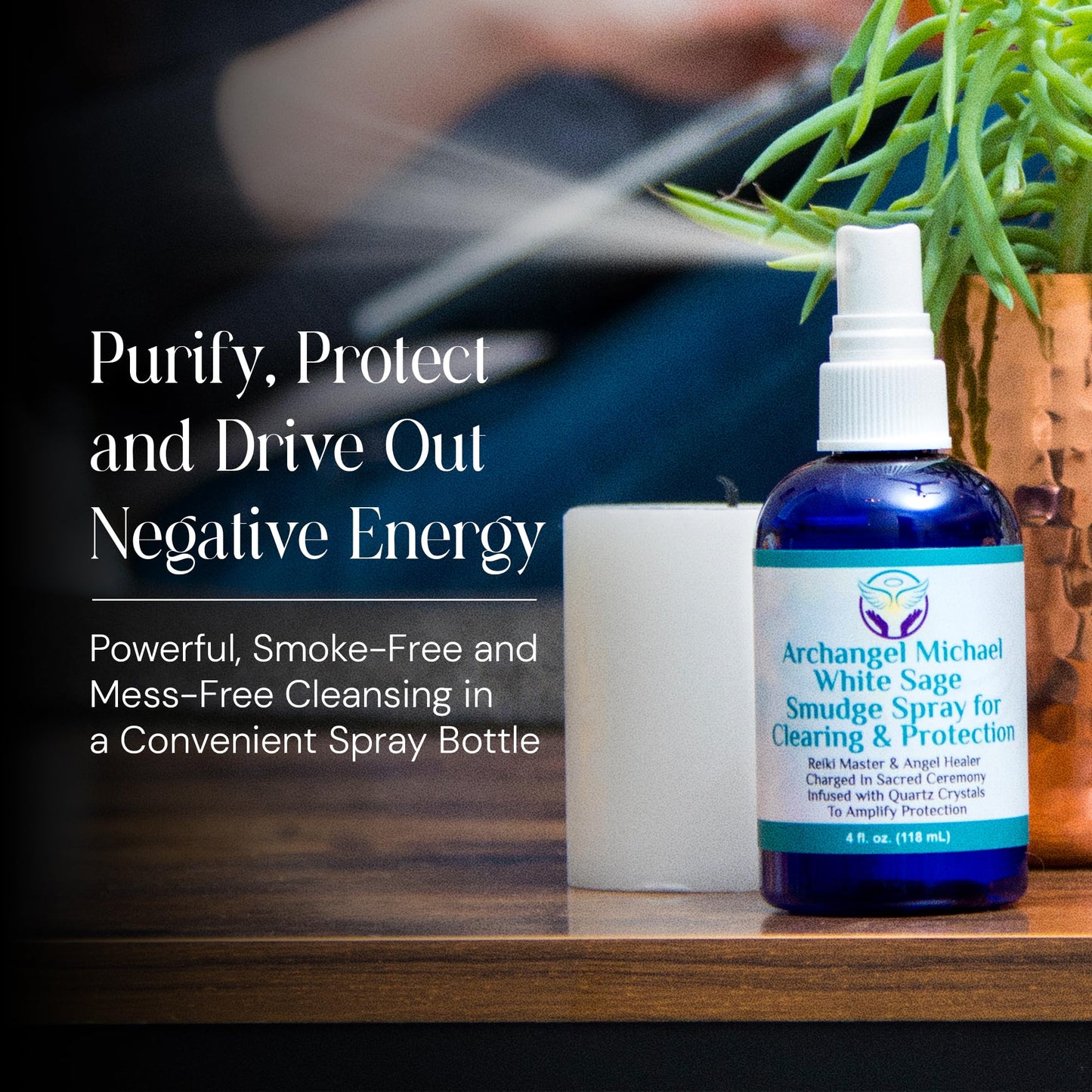 Heal the Masses White Sage Spray: White Sage Smudge Spray for Clearing and Protection - Smokeless Liquid Smudging Spray Infused with Quartz Crystals - Negative Energy Cleansing Mist - 4 Fluid Ounces