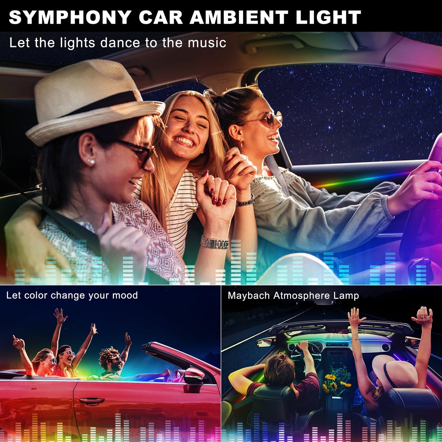 Tesla Model 3/Y/S/X Dreamcolor Acrylic Interior Car LED Strip Light, 55.1 inches Fiber Optic Tesla Ambient Lighting Kits, 16 Million Colors Sound Active Function Neon LED Strip for Car
