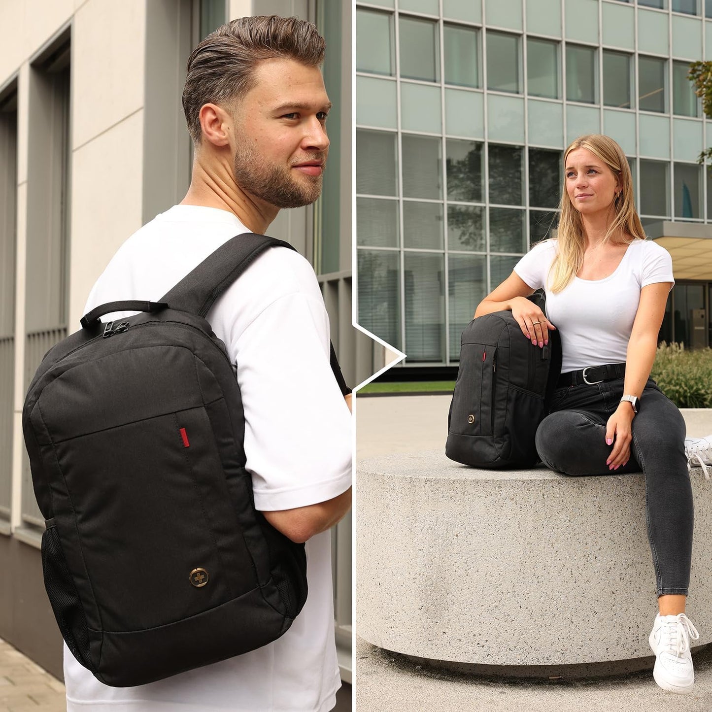 Swissdigital Design Travel Laptop Backpack, Business Anti Theft Slim Sturdy Laptops Backpack with USB Charging Port, College Tech Backpacks SD1634