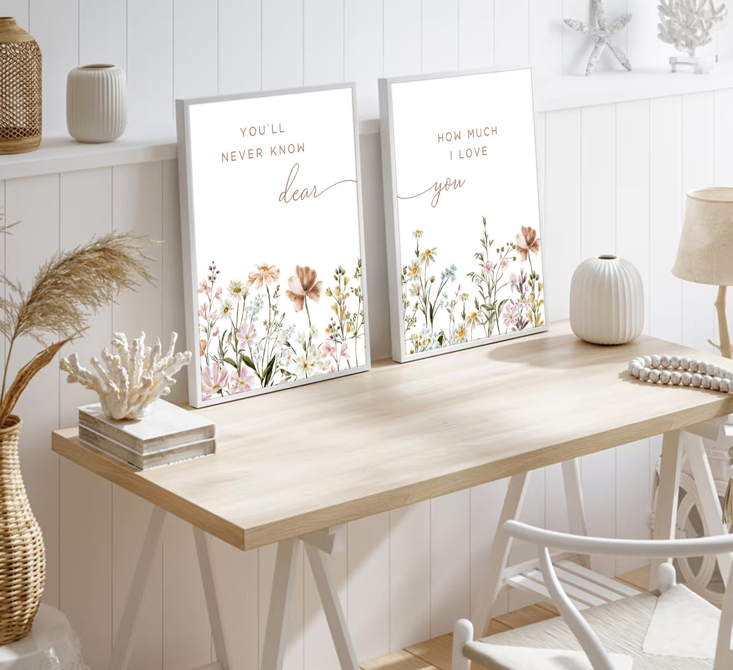 libitea 2 Pcs Wildflower Nursery Wall Art Flower Botanical Sentence Poster Painting Picture Wall Decor Boho Girl Nurseries PrintArtwork for Nursery Baby Room Living Room Bedroom Home Decoration
