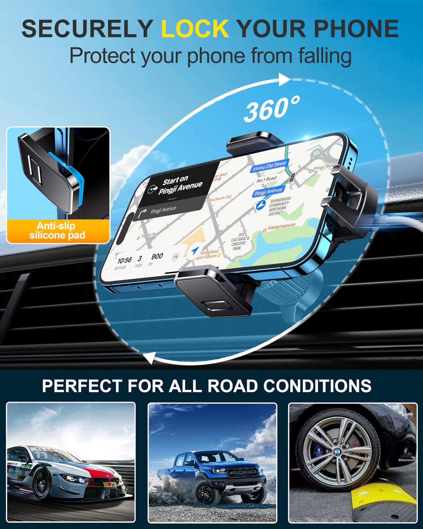 Wireless Car Charger, 15W Fast Charging Auto Clamping Car Phone Holder Wireless Charger Air Vent Car Phone Mount fit for iPhone 15 14 13 12 Mini Pro Max 11 XR XS X, Samsung Galaxy S23 S22 S21+