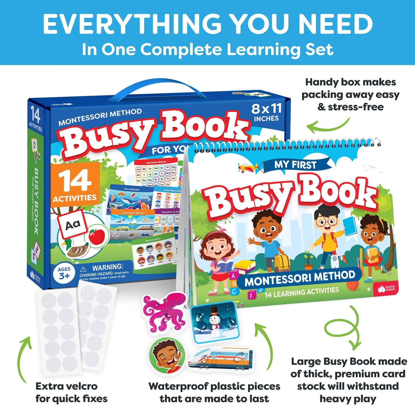 Montessori Preschool Busy Book for Toddlers Ages 3 and Up - Preassembled - Preschool Learning Activities Homeschool Montessori Toys - Easter Gifts for 3 Year Old Boys - 4 Year Old Girl Birthday Gifts