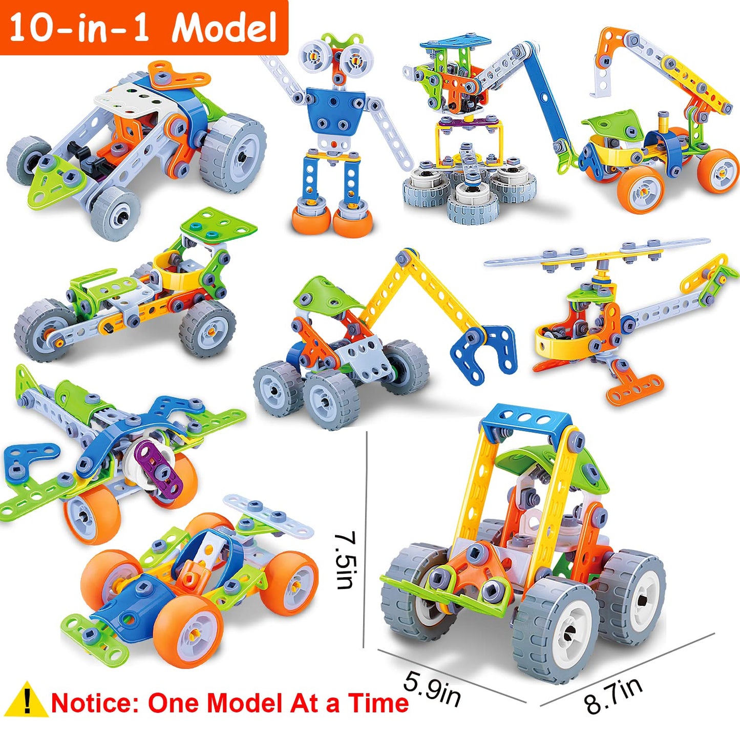 10 in 1 STEM Toys for 4 5 6 7 8+ Year Old Boy Girl Birthday Gifts Building Toys for Kids Ages 4-8 5-7 6-8 Educational Stem Activities for Boys 4-6 8-10 Construction Creative Games Easter Idea Gift